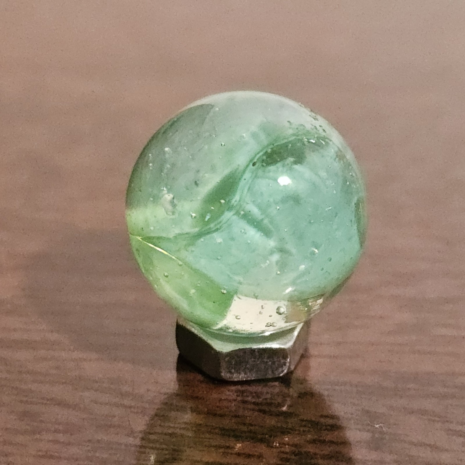 Vintage CE Bogard Mint Green Floppy 4-Lobe Cats Eye .625″ Glass Marble