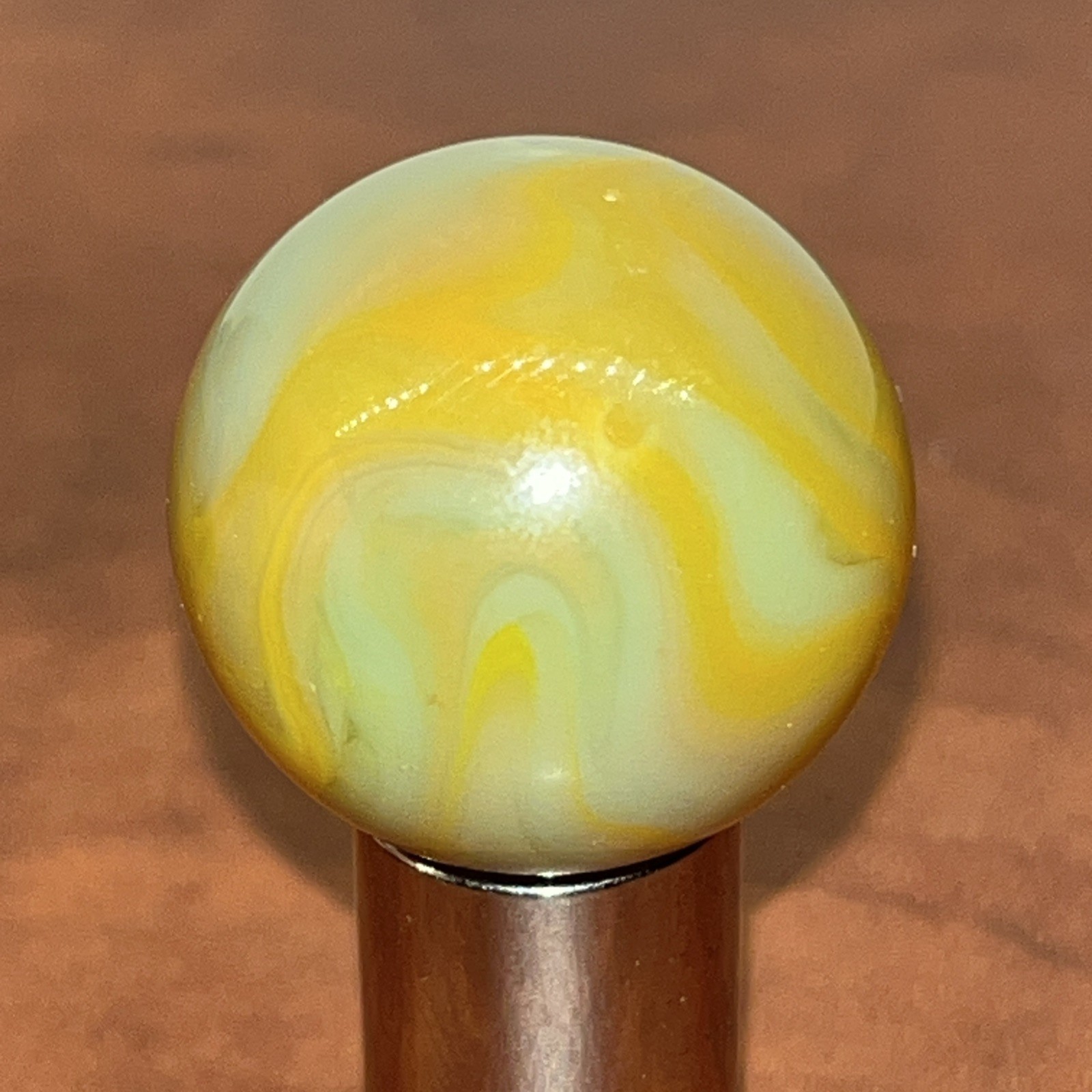 Vintage Shooter Marble .936 Rust/bluish/greyish/yellow. Glows In UV Light (8)