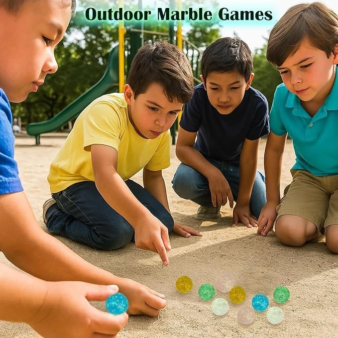 ARSUK 10pcs Large Handmade Glow in The Dark Doted Style Glass Marbles Sports…