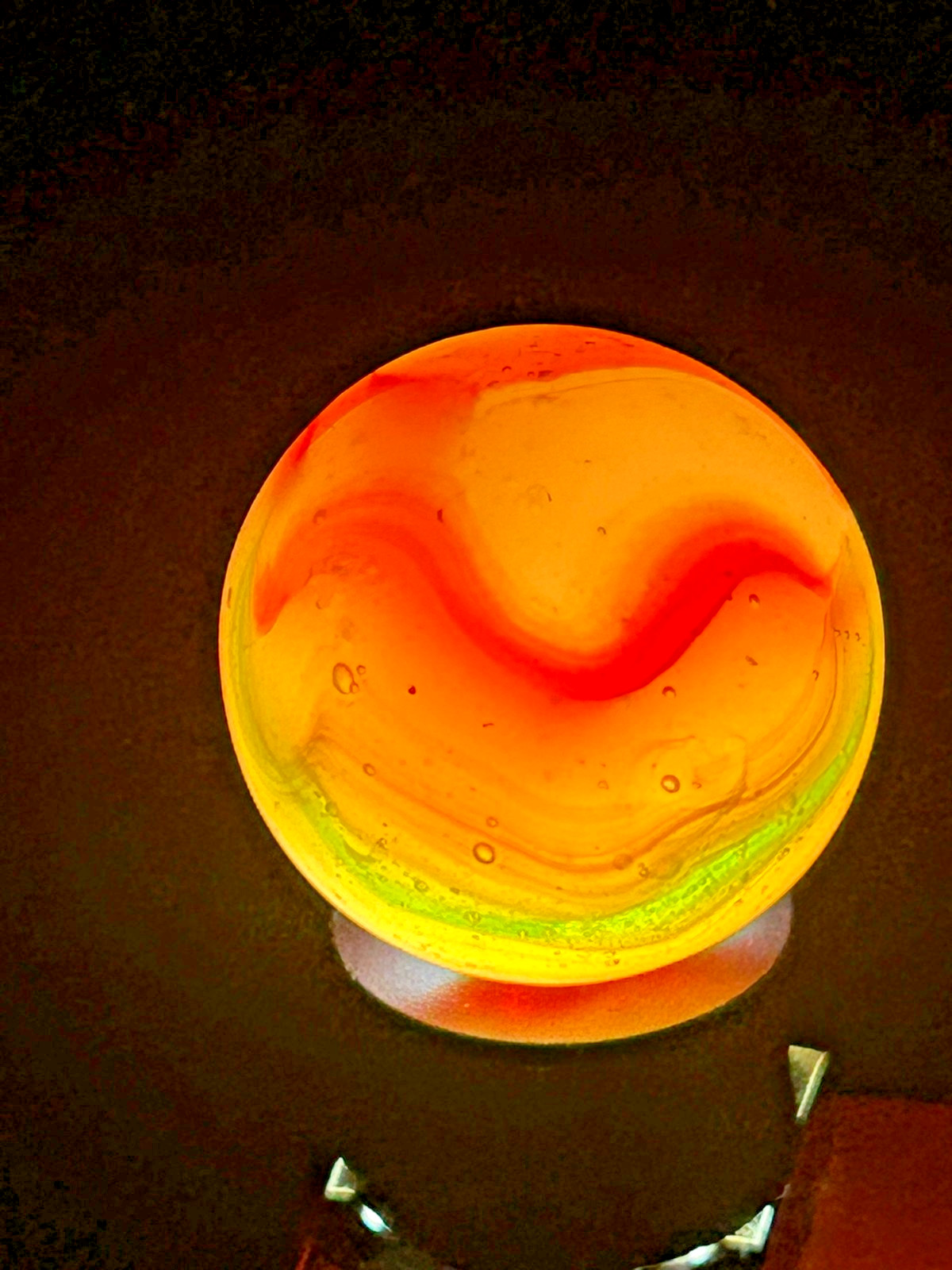 Peltier NLR Flaming Dragon Red, Orange & Green Marble .94″ Near Mint+ SH12