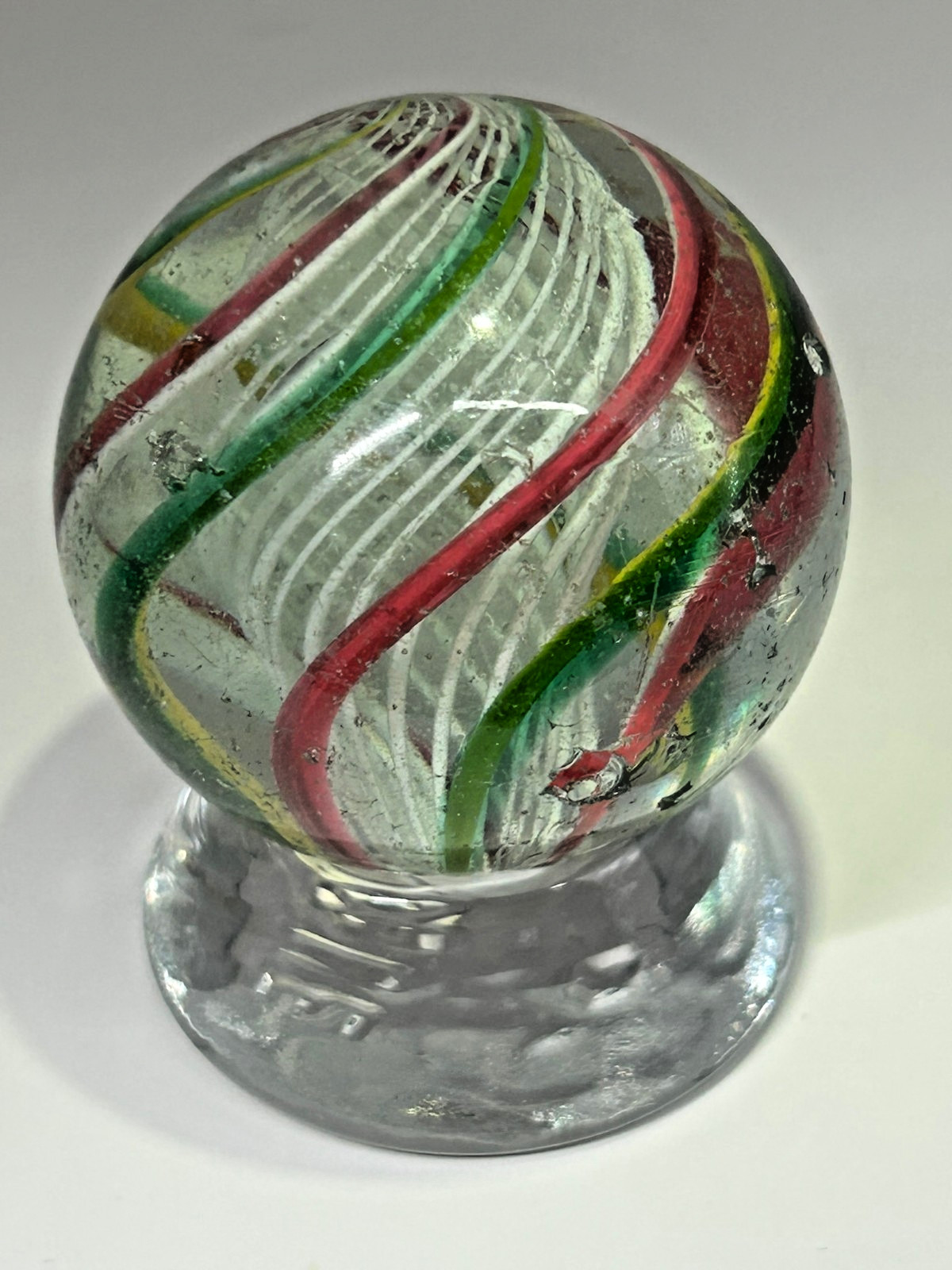 Antique German Handmade Divided Core Ribbon Marble 1-11/16″ NM+ E3.21