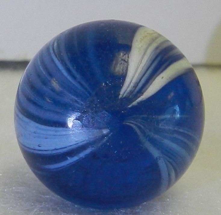 #20425m Vintage Blue Glass German Handmade Marble .74 Inches NM+
