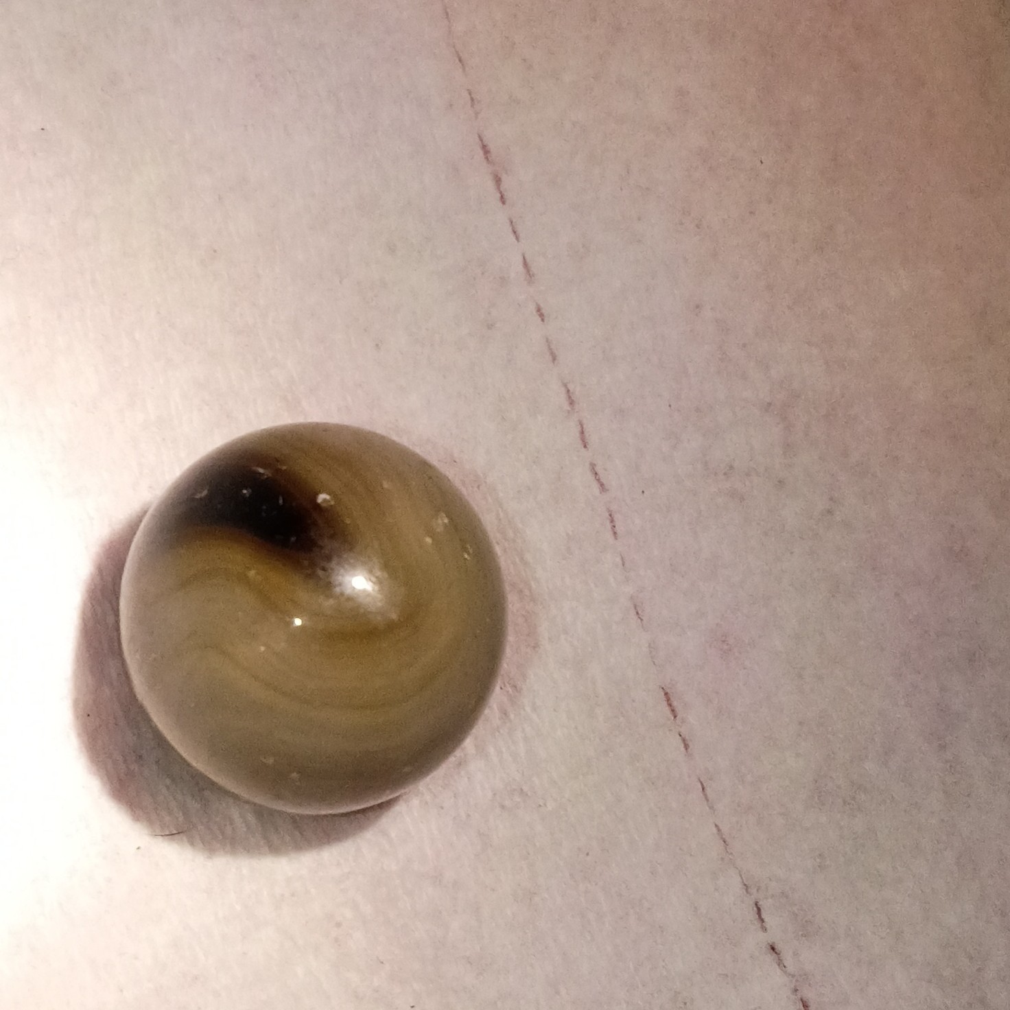 Brown, Tan, and Black Swirl Glass Toy Marble for Ages 17 Years & Up