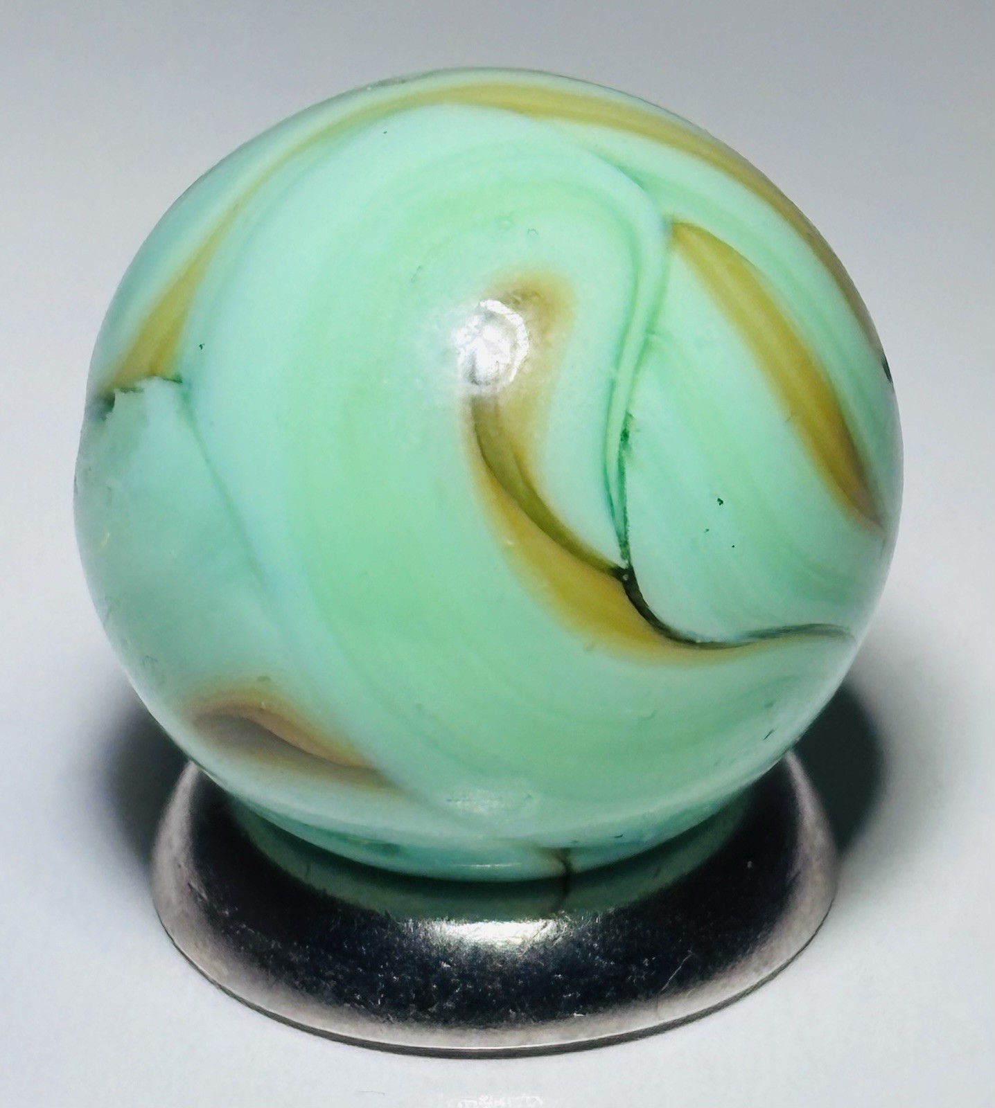 Christensen Agate Co Two Color Flame Swirl Marble.66” In Mint Condition