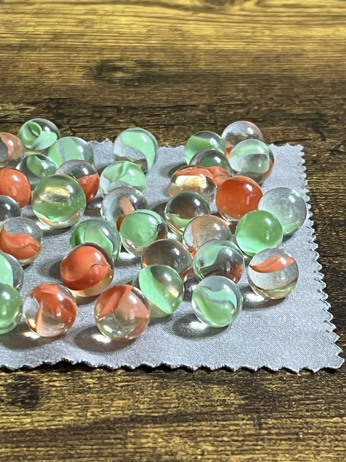 Vintage Mini Marble Lot Of 50 Marbles Red & Green