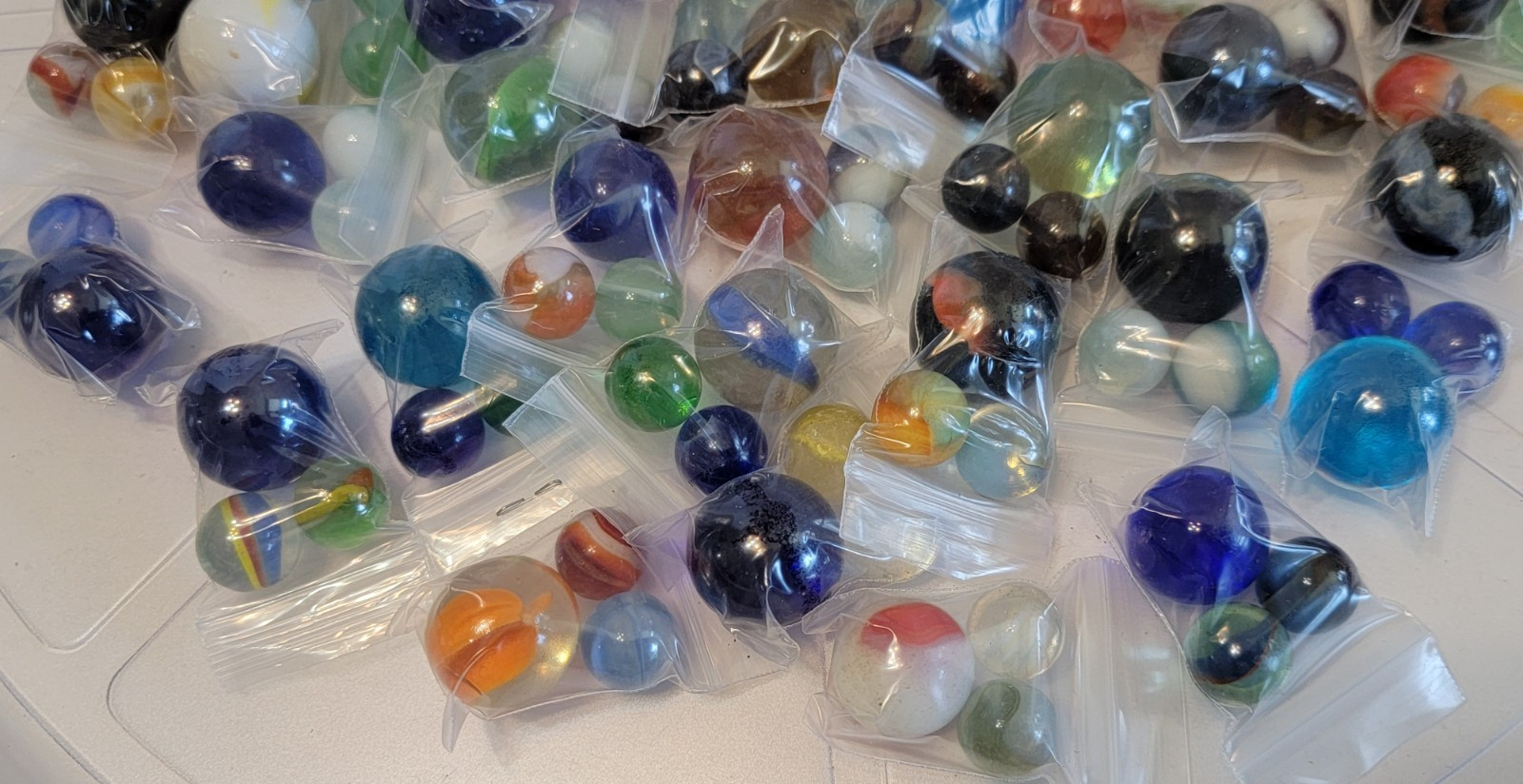 Lot of 150 Mixed Vintage SHOOTERs & Marbles PKGd in 50 individual bags of 3 each