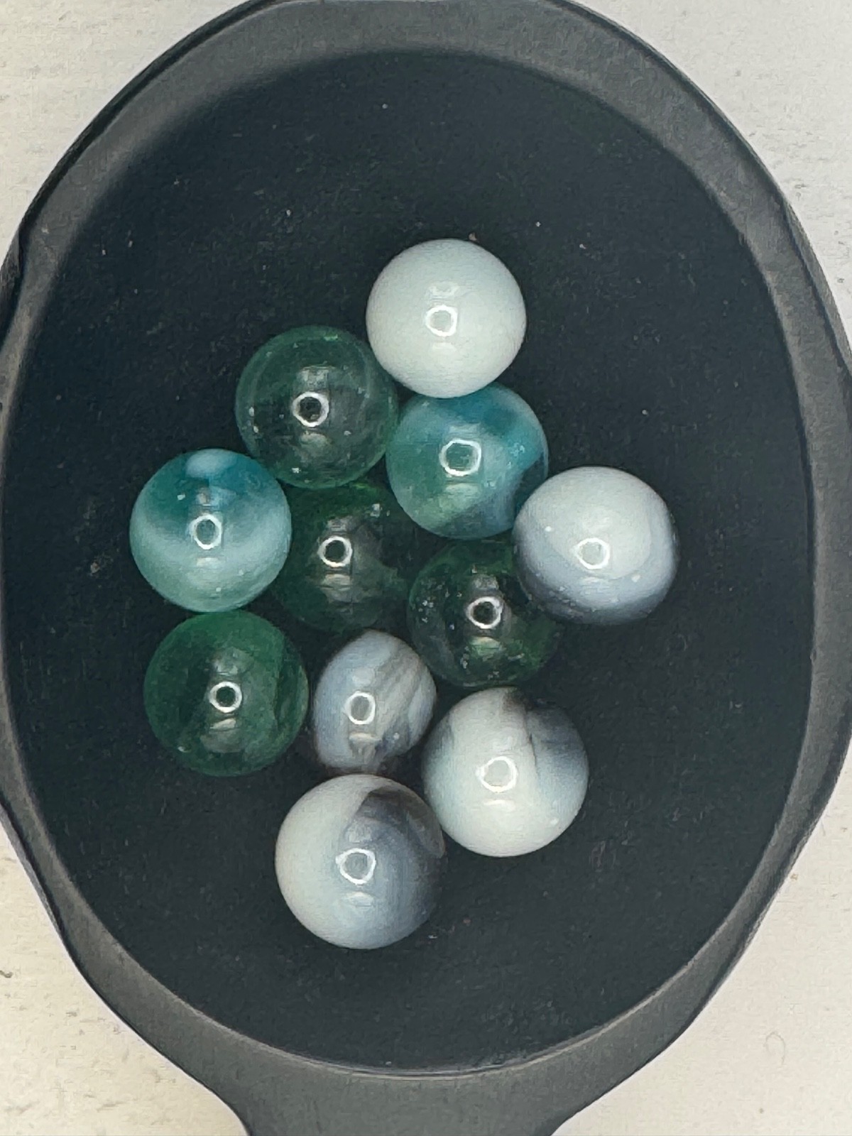 10x 5/8″ Jabo Classics Marbles Lot Clear Green, Clear Blue, White, Brown Non-UV