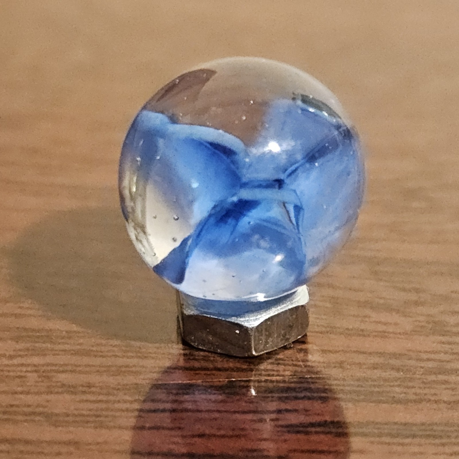 Vintage CE Bogard Blue Floppy 4-Lobe Cats Eye .593″ Glass Marble