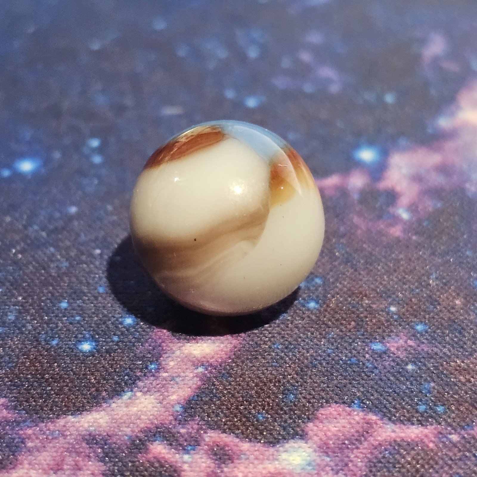 Vintage Glass Marble Swirl Blue Orange Brown White