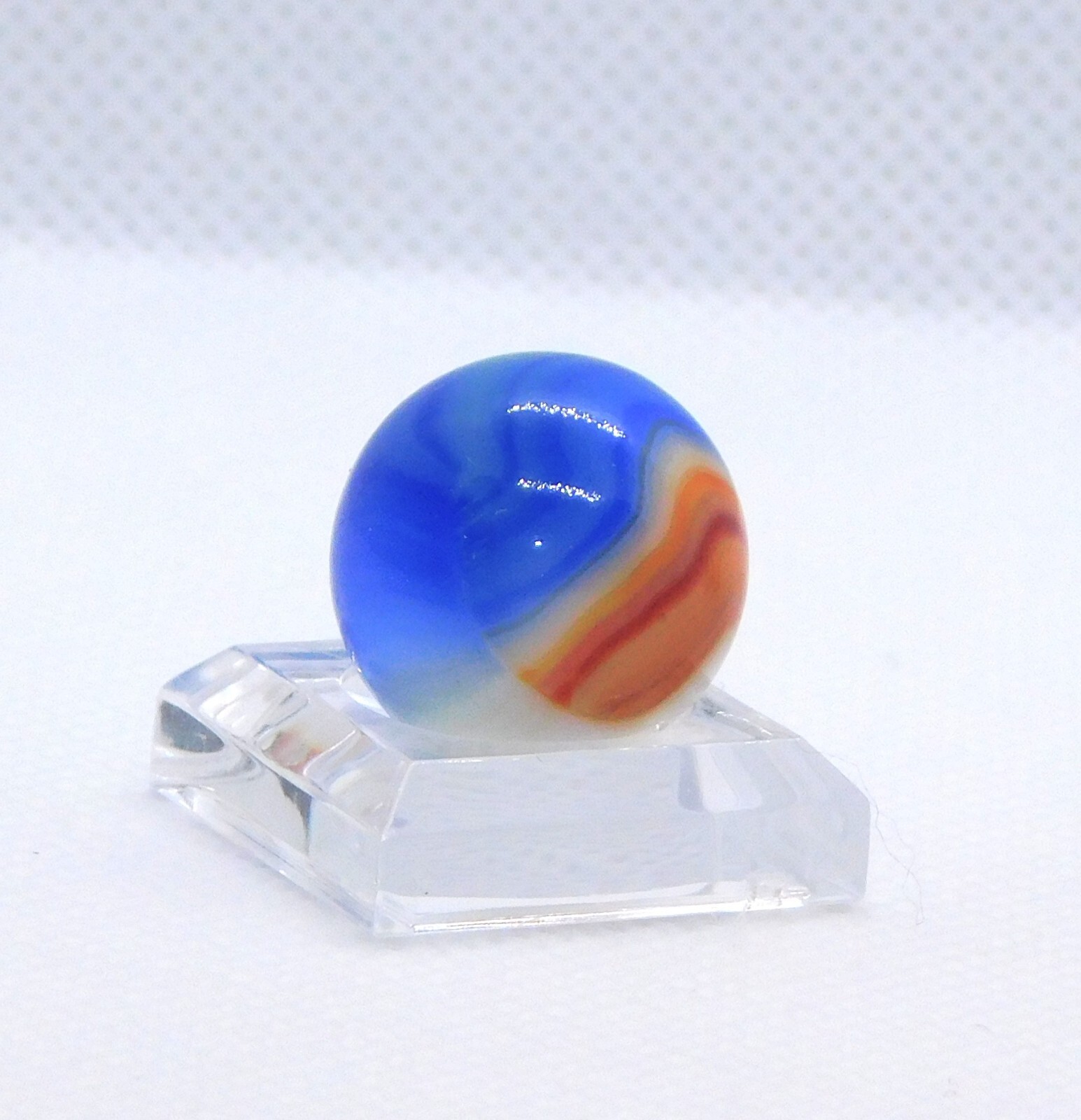 Vintage Glass Marble Patch Swirl Blue Red White Vitro Agate ‘V’ 0.69″ #0-118
