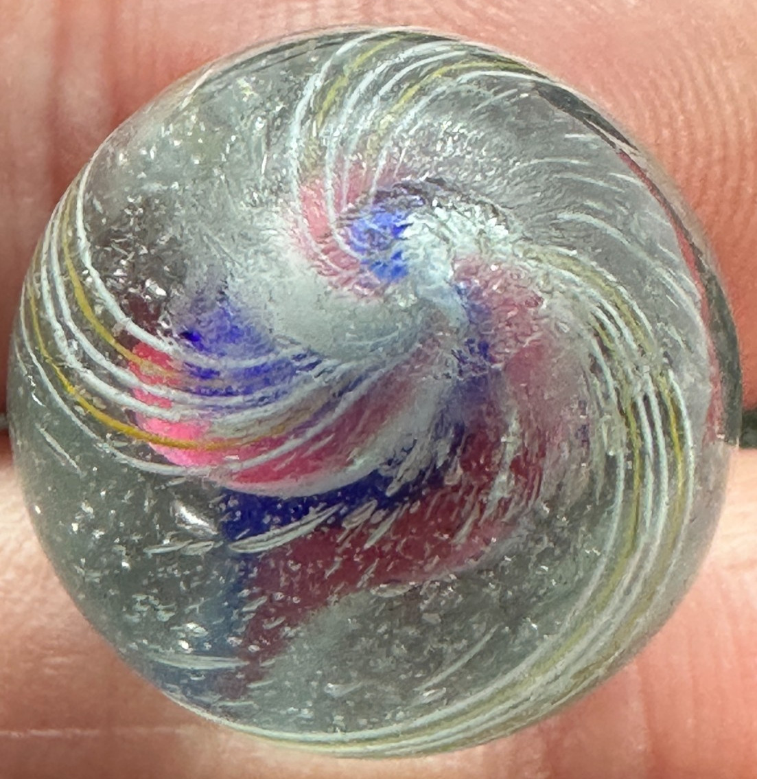 SOLID CORE SWIRL MARBLE .68″ HANDMADE ANTIQUE old toy GERMAN 17.5 mm M