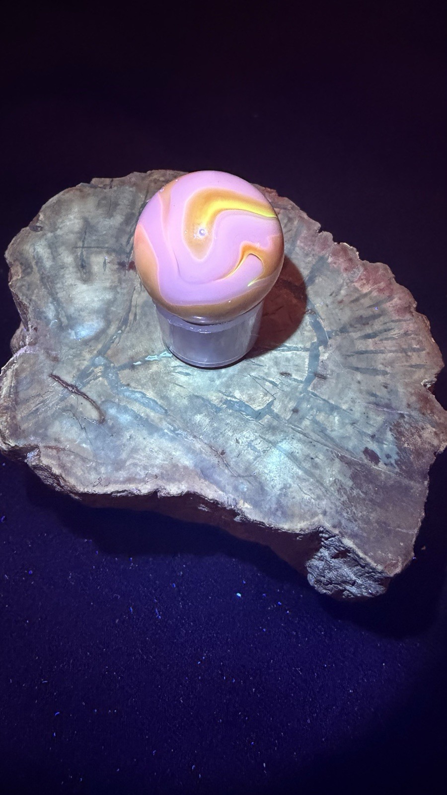 Vtg CAC Christensen Agate Co. Electric Orange Flame Tip Swirl Shooter 23/32-.718