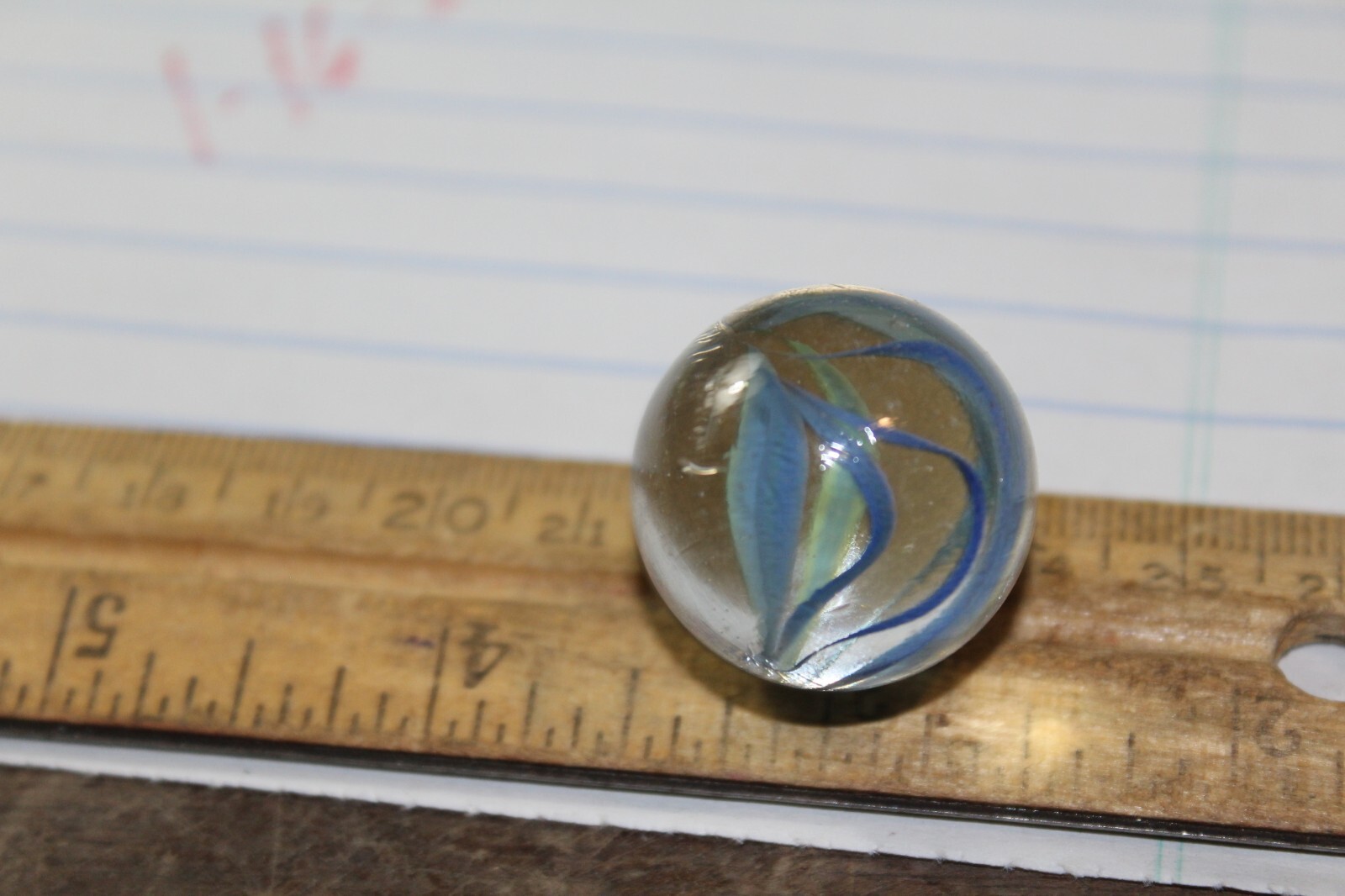Vintage Machine Made 1″ Shooter Marble Caged Blue Strands