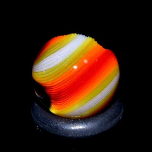 BRYAN TRILLAS GLASS MARBLE/.588″-BLACKLIGHT FIREBALL-SUNFLOWER,ORANGE,CHERRY,WHT