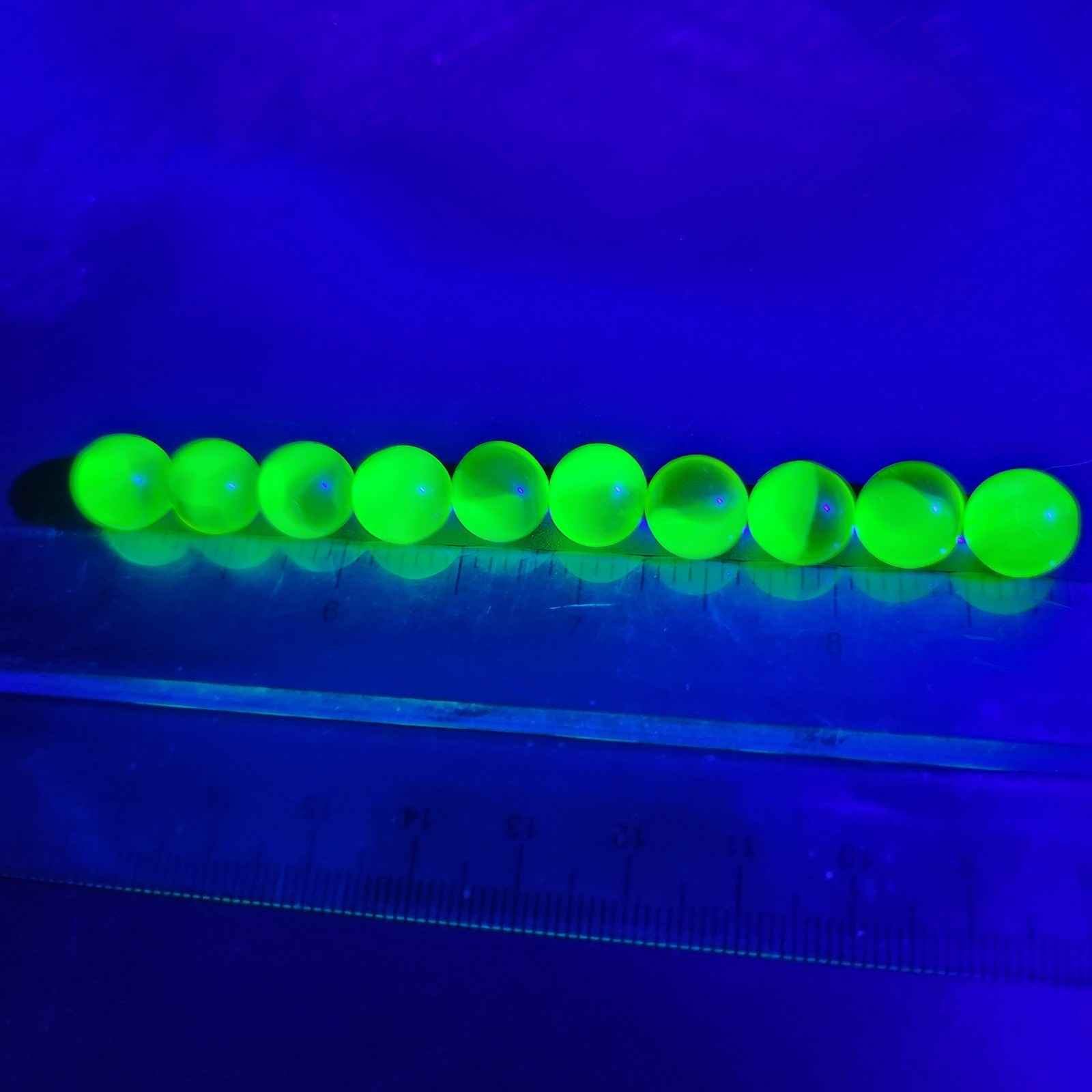 Lot Of 10 Peach/Pink Vaseline Glass Uranium Glass Marbles Uv Glow