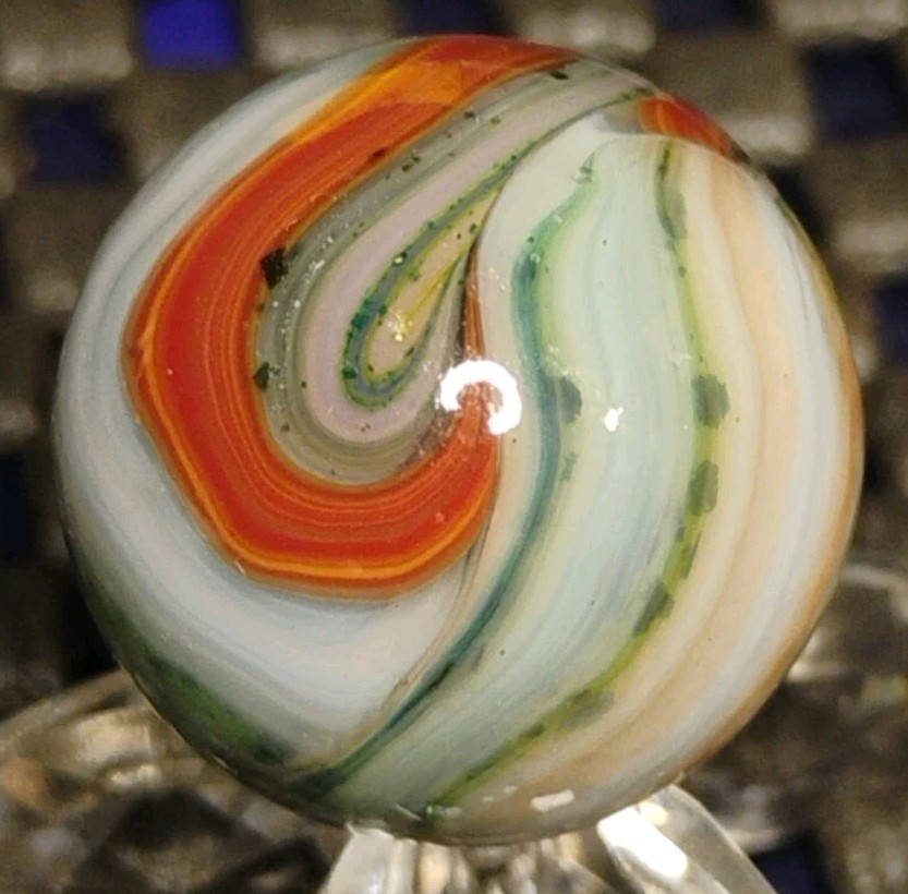 .69″ D.A.S. MARBLES💥”ALLEY SILVERBACK” SWIRL TOYS MINT-