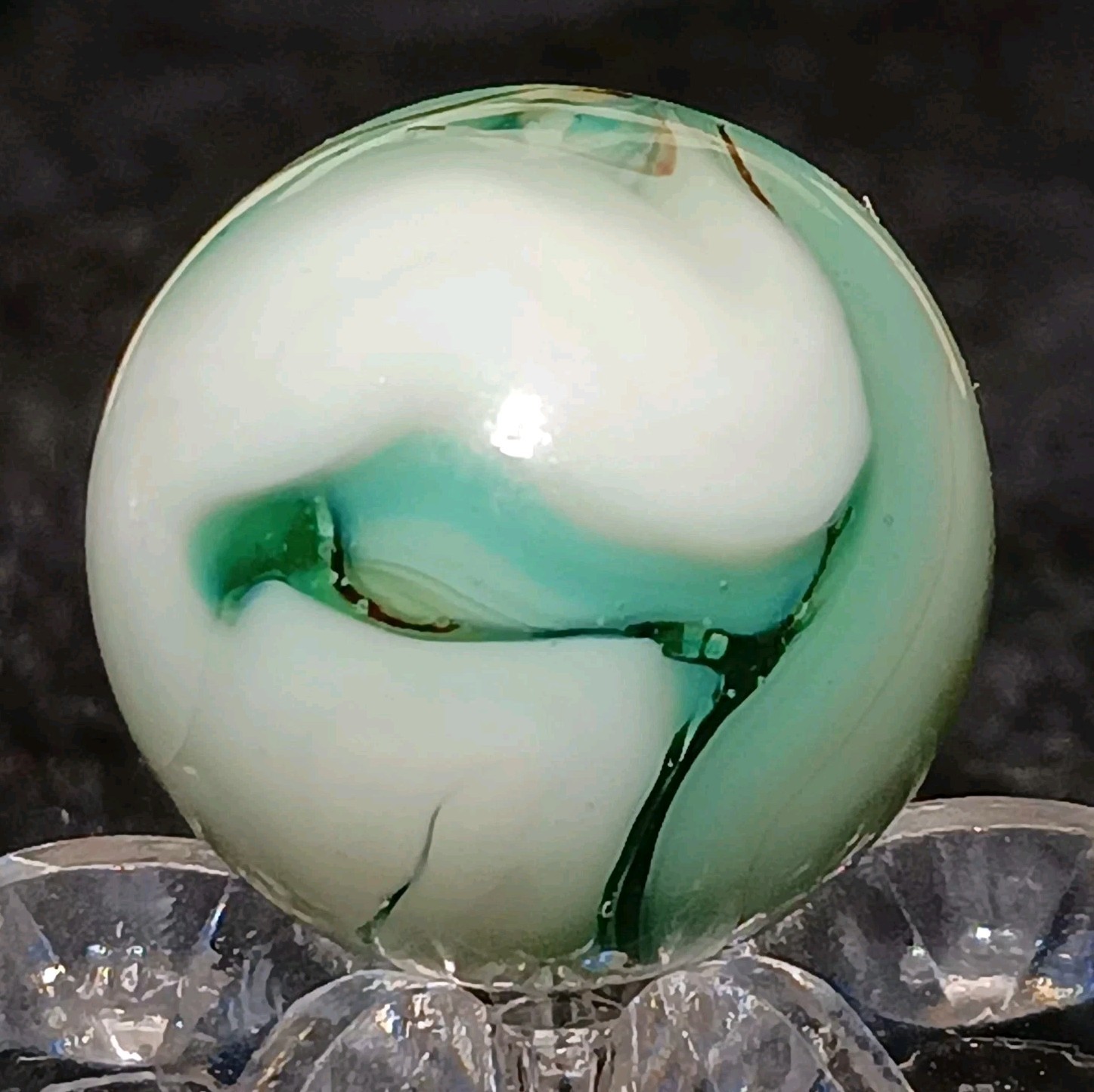 Vintage Heaton Agate Swirl Marble. 59″ Mint(-). With Vitrolite Oxblood.