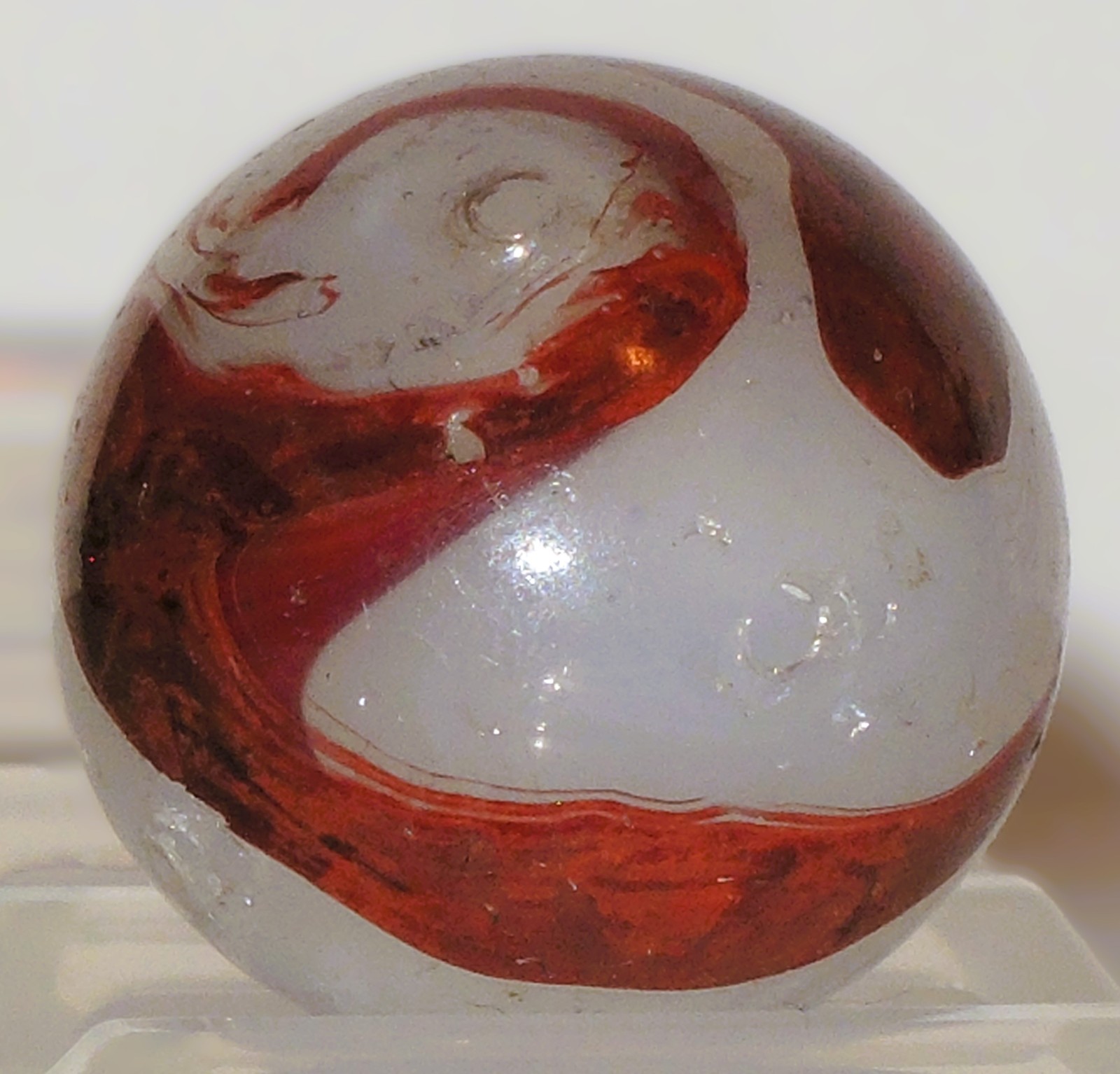 Marble AKRO AGATE Oxblood FlameSwirls Lemonade Milky Base Corkscrew 3/4″ WILD UV