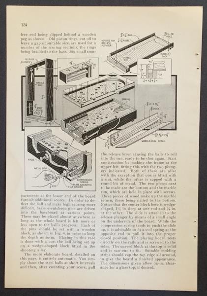 1932 Pachinko style Marble Board Games How-To Build PLANS 2 designs