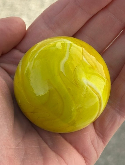 Toe Breaker 50mm (2″) LEMON SORBET Yellow Swirl Marbles glass Toebreaker HUGE