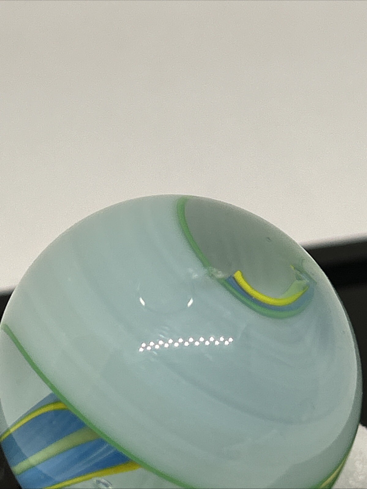 Vintage Large Spiral glass Marble green blue yellow color