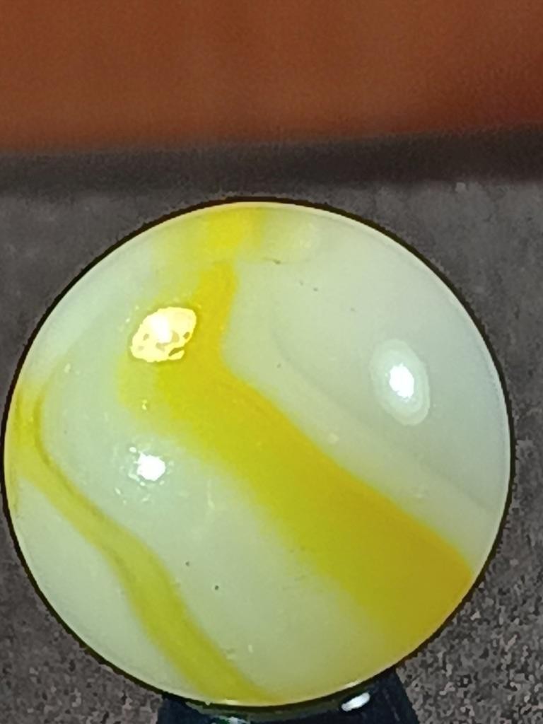 5/8″ Peltier High Noon Sun Yellow Lucent White on Clear NM Serious Marble B291