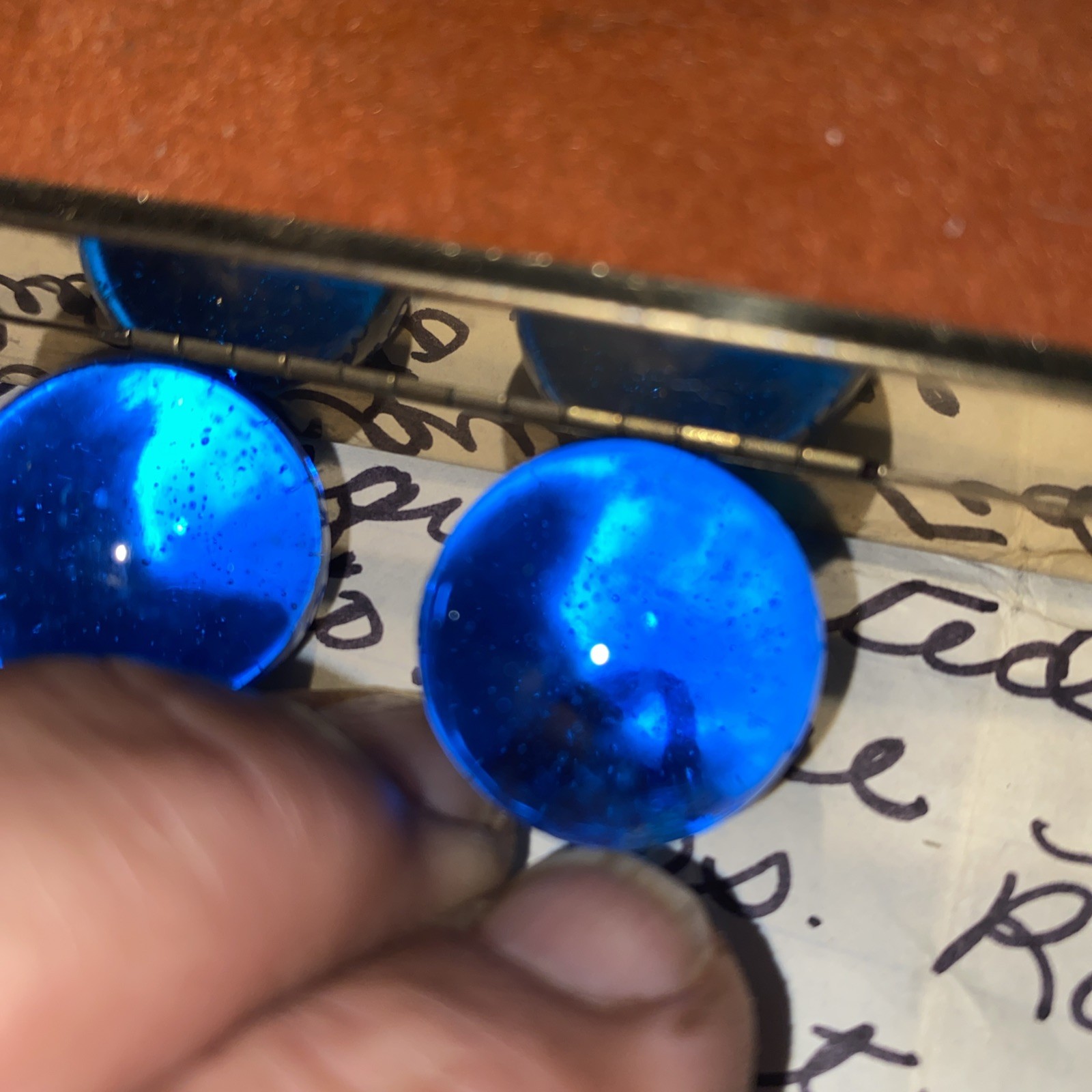 Vintage Hand Blown Marbles Blue & A Cute Letter About Them