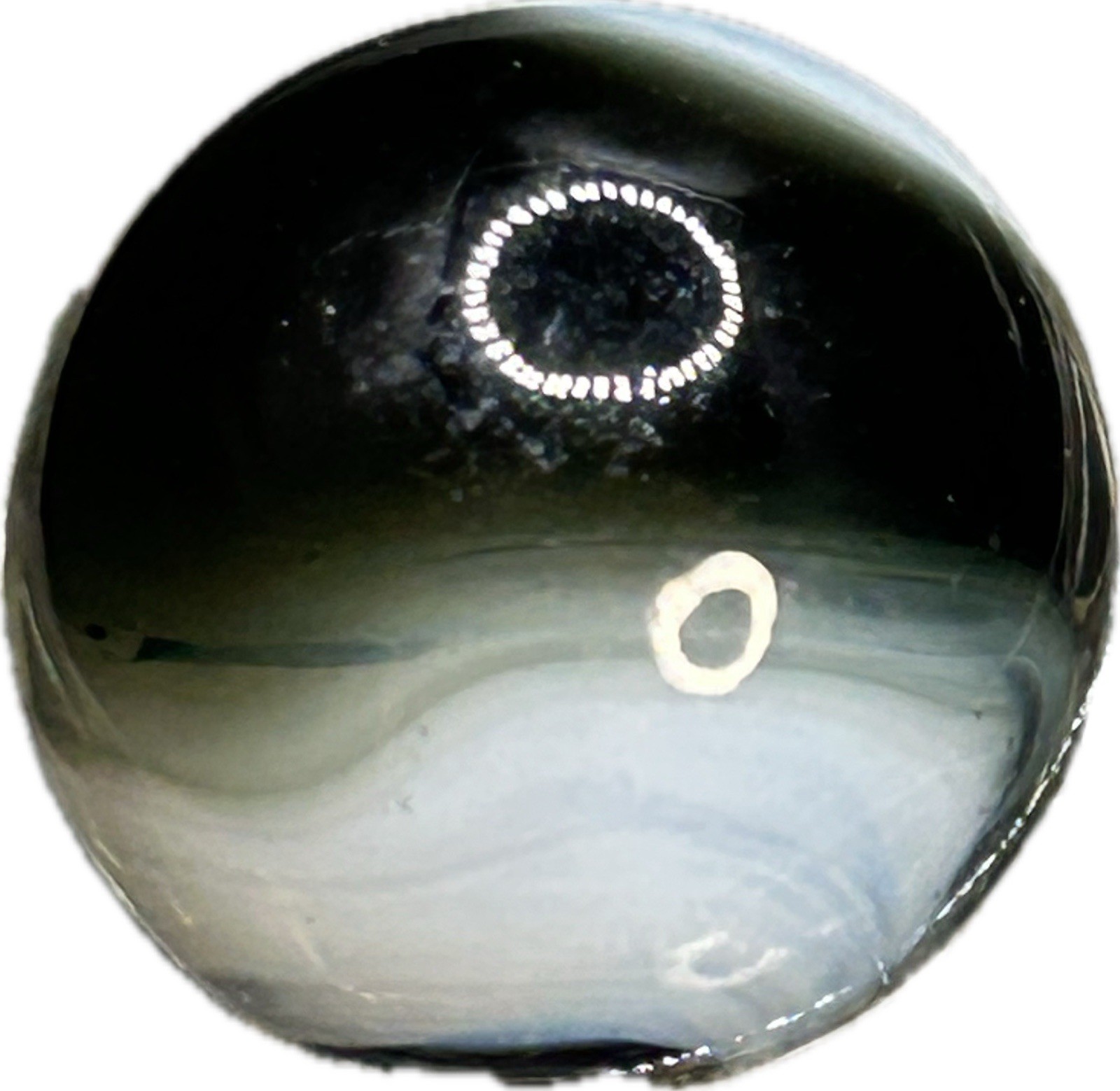 Vintage Marble Akro Corkscrew Marble Black Blue Transparent Wispy White 0.629”