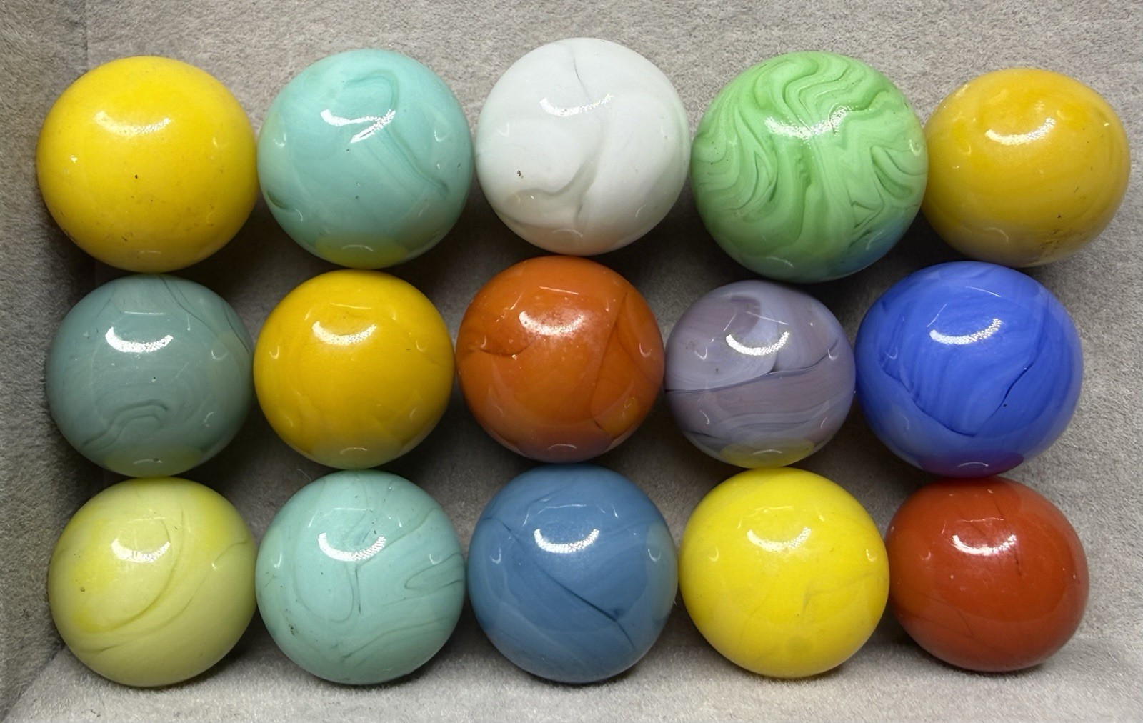 Lot Of (15) Champion Agate Swirl Marbles .56” To .66” NM To NM(+)