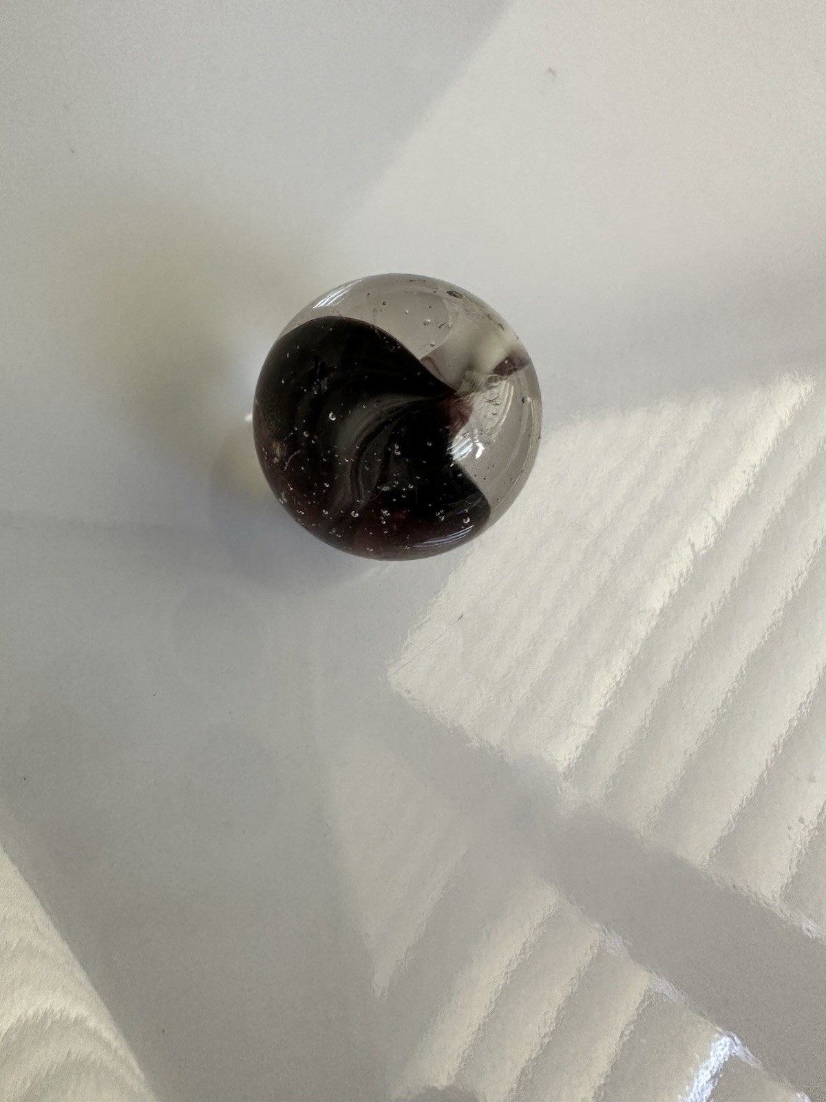 Glass Marble Swirl Black White Brown