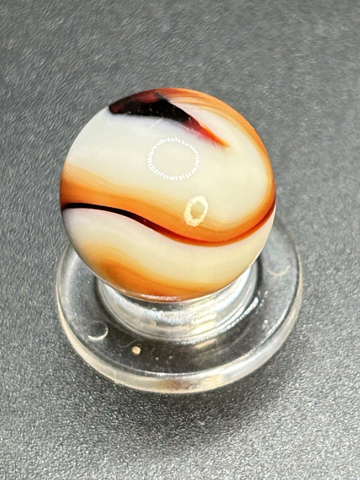 Vintage Akro Corkscrew Blood & Bones Marble Thick Lashes 0.629”