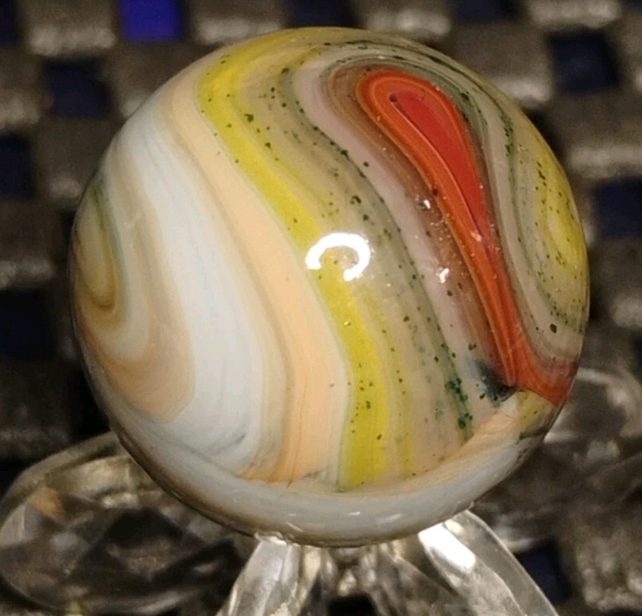 .69″ D.A.S. MARBLES💥”ALLEY SILVERBACK” SWIRL TOYS MINT-