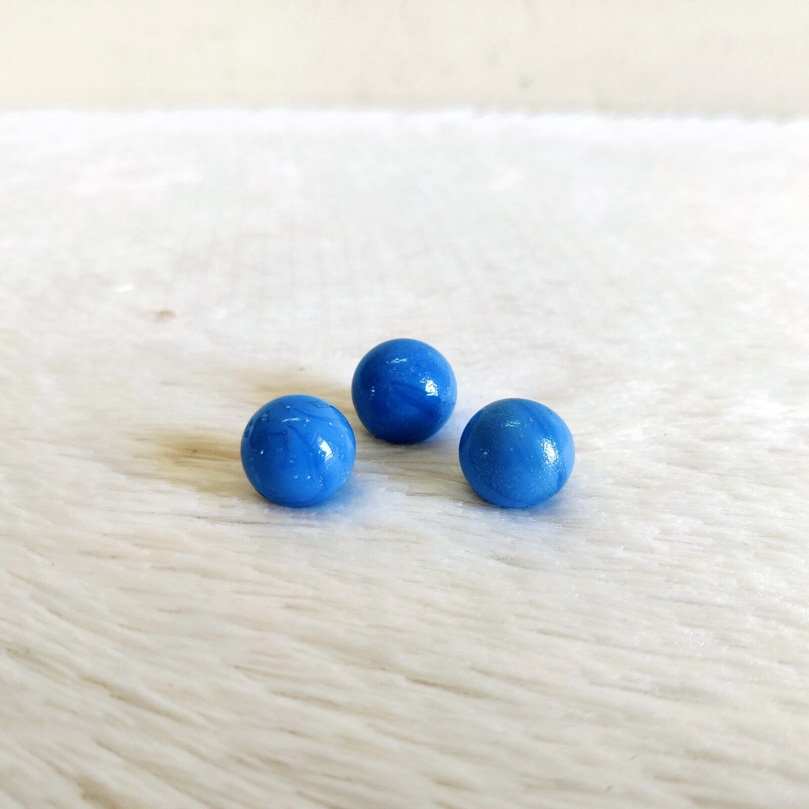 Vintage Old Blue Shade Glass Marble 3 Pcs Decorative Collectibles G141