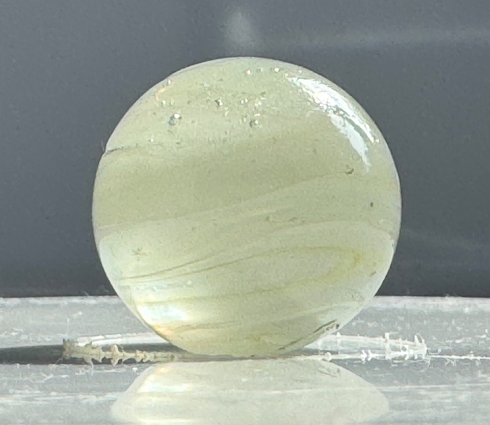 Egg Yolk & White Single Faceted Pontil Transitional Marble 21.5mm (27/32”)