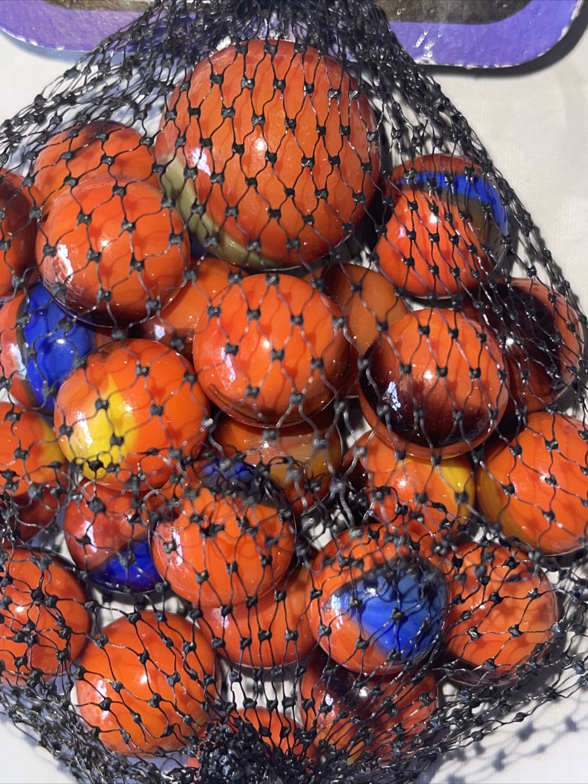 Vintage Net Bag 25 Clownfish Mega Marbles 24 Players & 1 Shooter 6