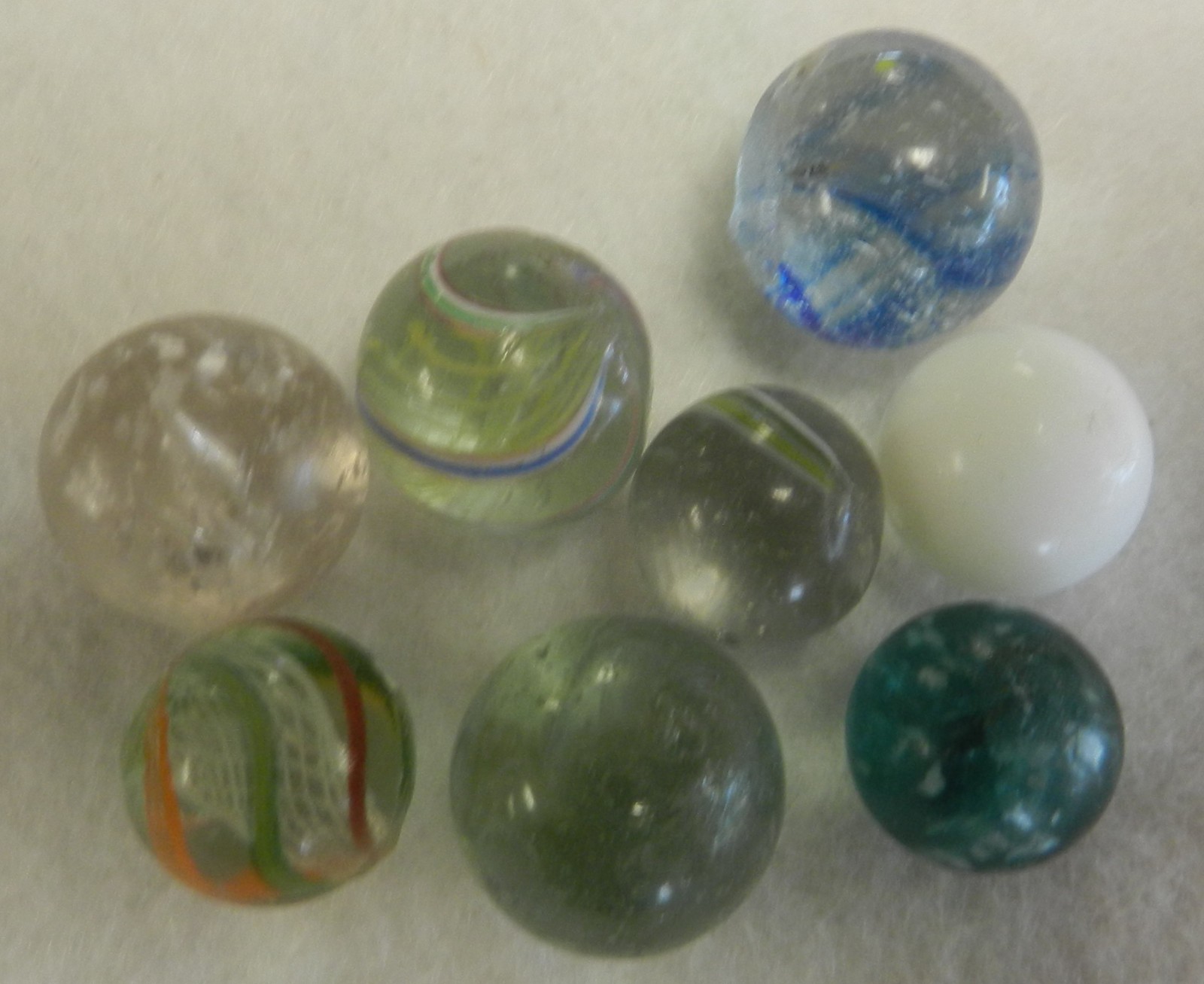 #19585m Vintage Group or Bulk Lot of 8 German Handmade Marbles .57 to .70 Inches