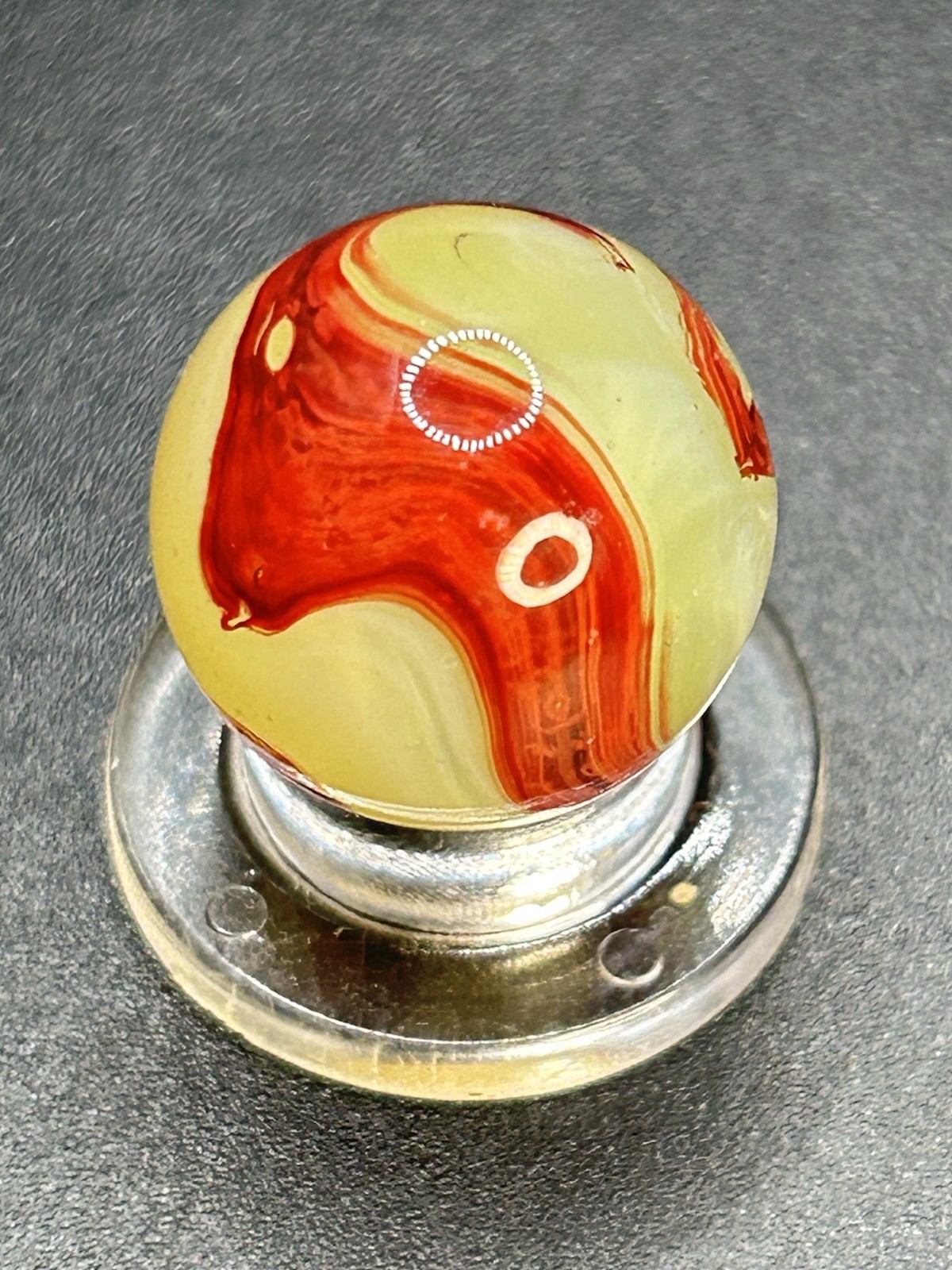 Vintage Akro Lemonade Oxblood Marble UV Active Wide Oxblood Pattern 0.591”