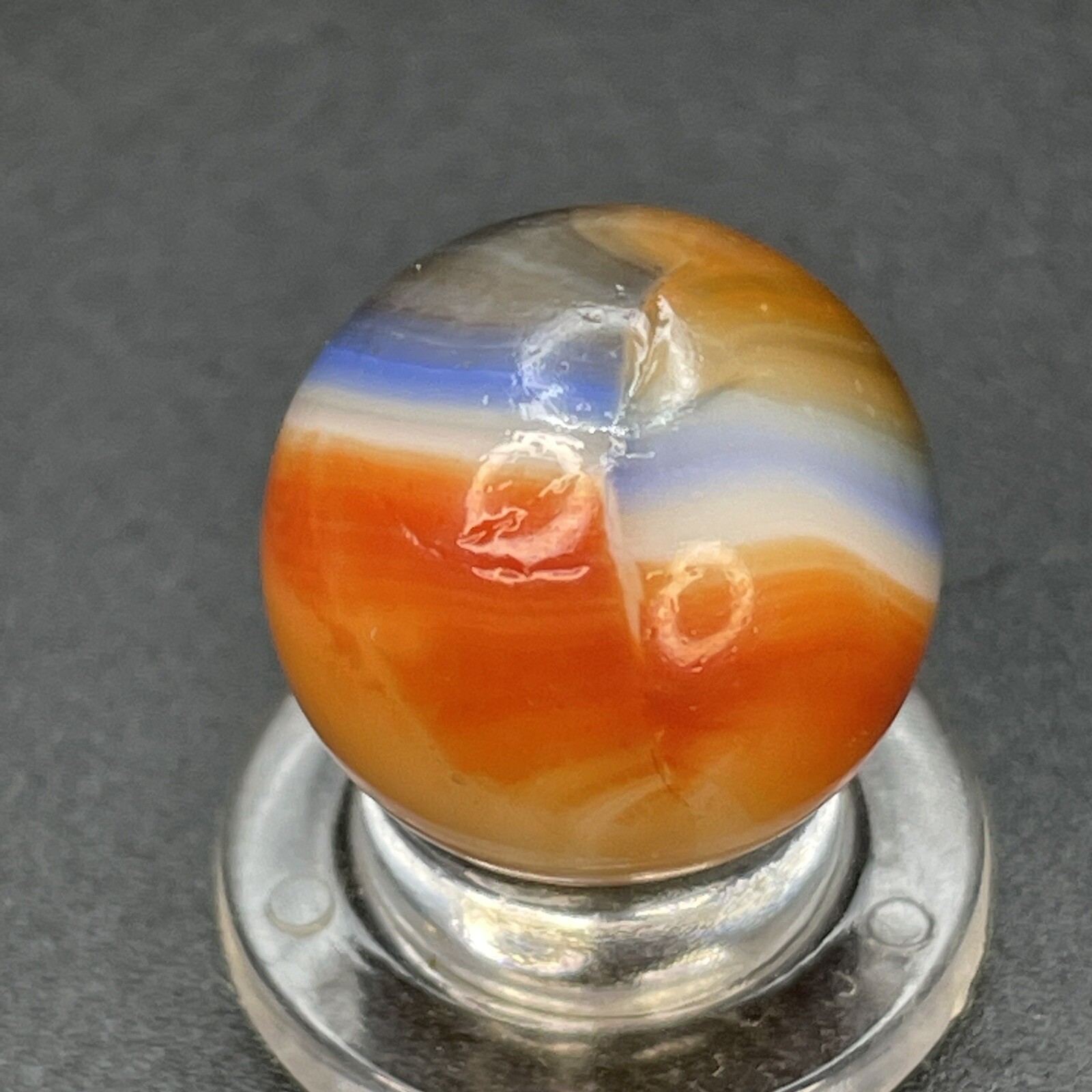 Blue Line Yellow Jacket Color Blended Vitro All Red Vintage Marbles 0.629”