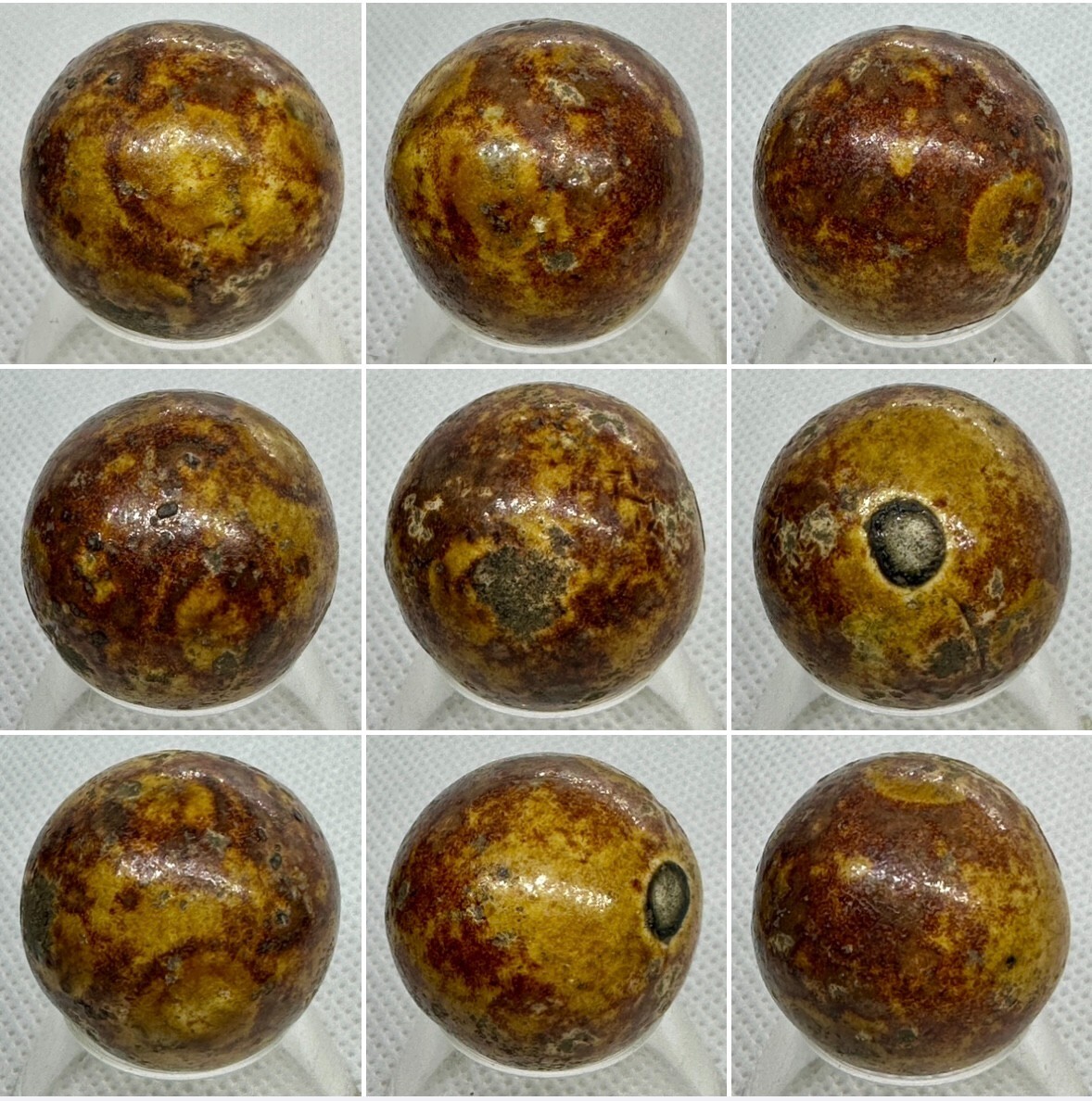 .99″ BENNINGTON MARBLE ANTIQUE BROWN 1800’s HANDMADE GLAZED CLAY 1 only