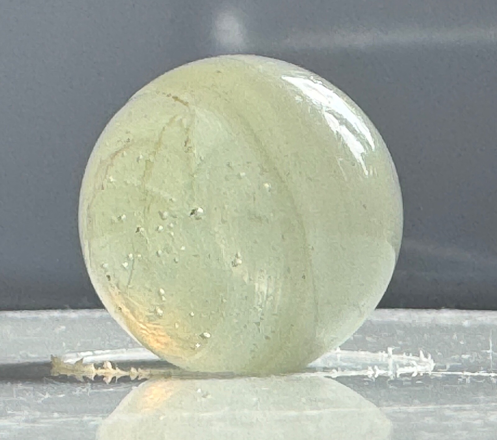 Egg Yolk & White Single Faceted Pontil Transitional Marble 21.5mm (27/32”)