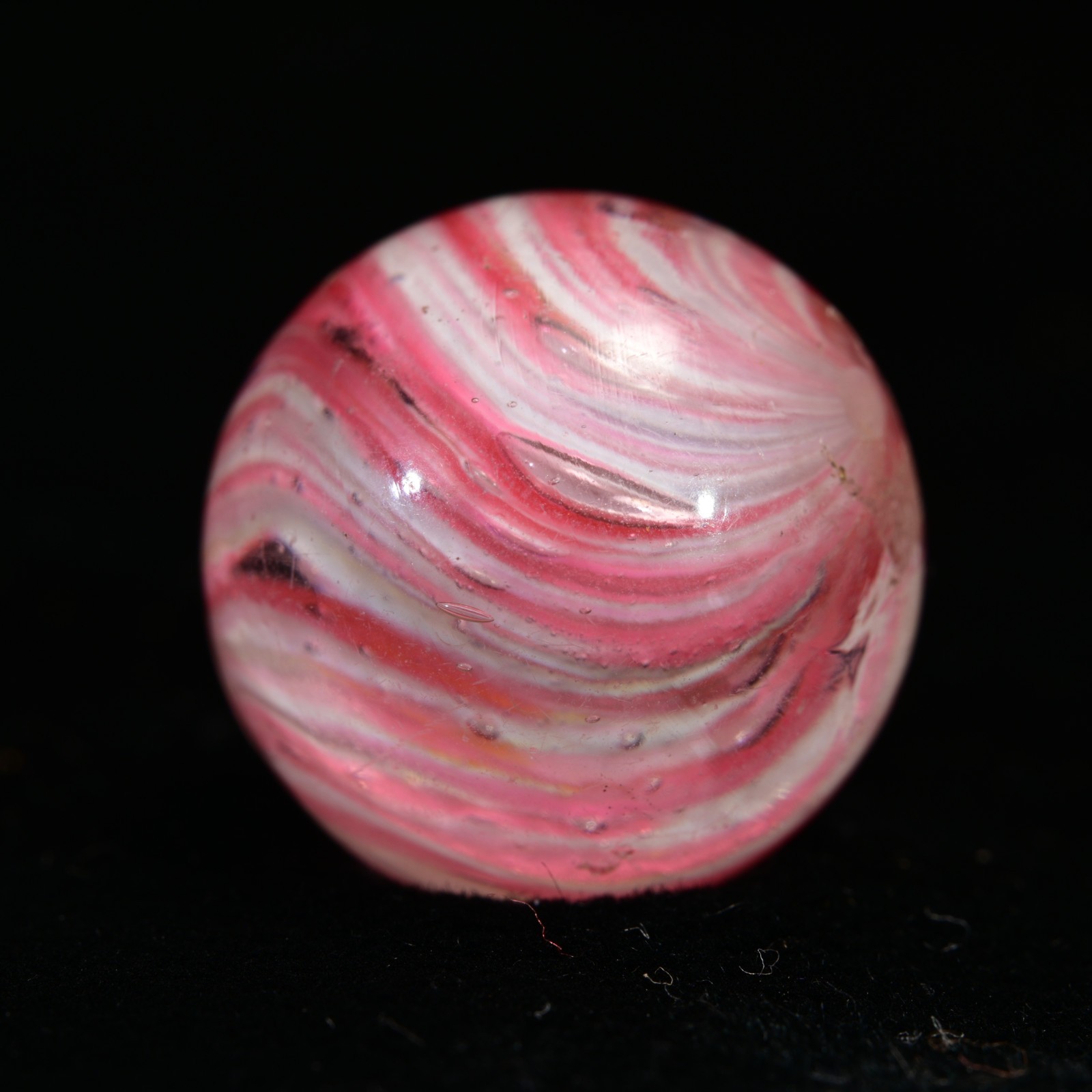 Onionskin Marble Early German Handmade Antique Shrunken Raspberry 17.2mm 21/32”