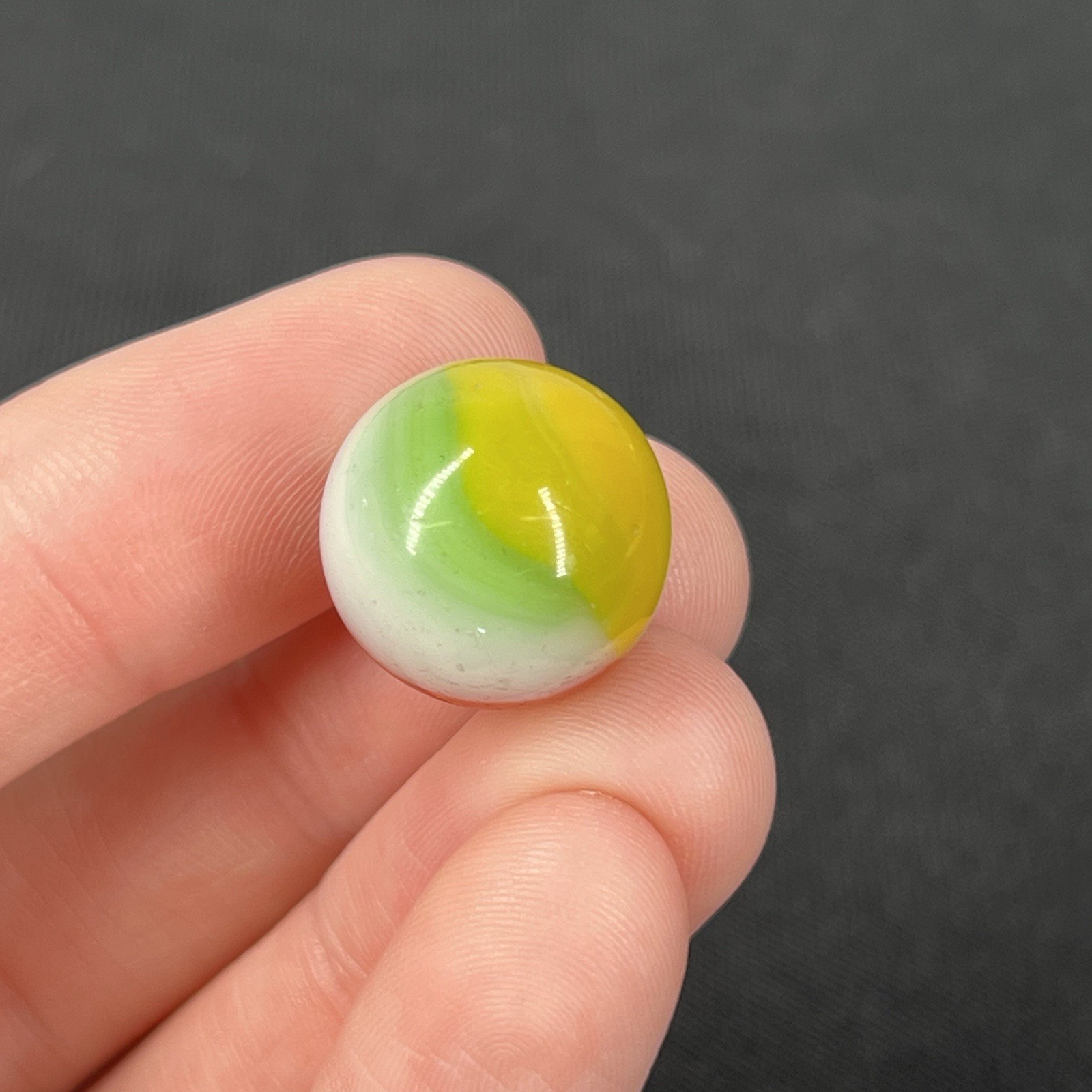 VTG Glass Marble Christensen Akro Peltier Vitro .6” Orange Yellow Green