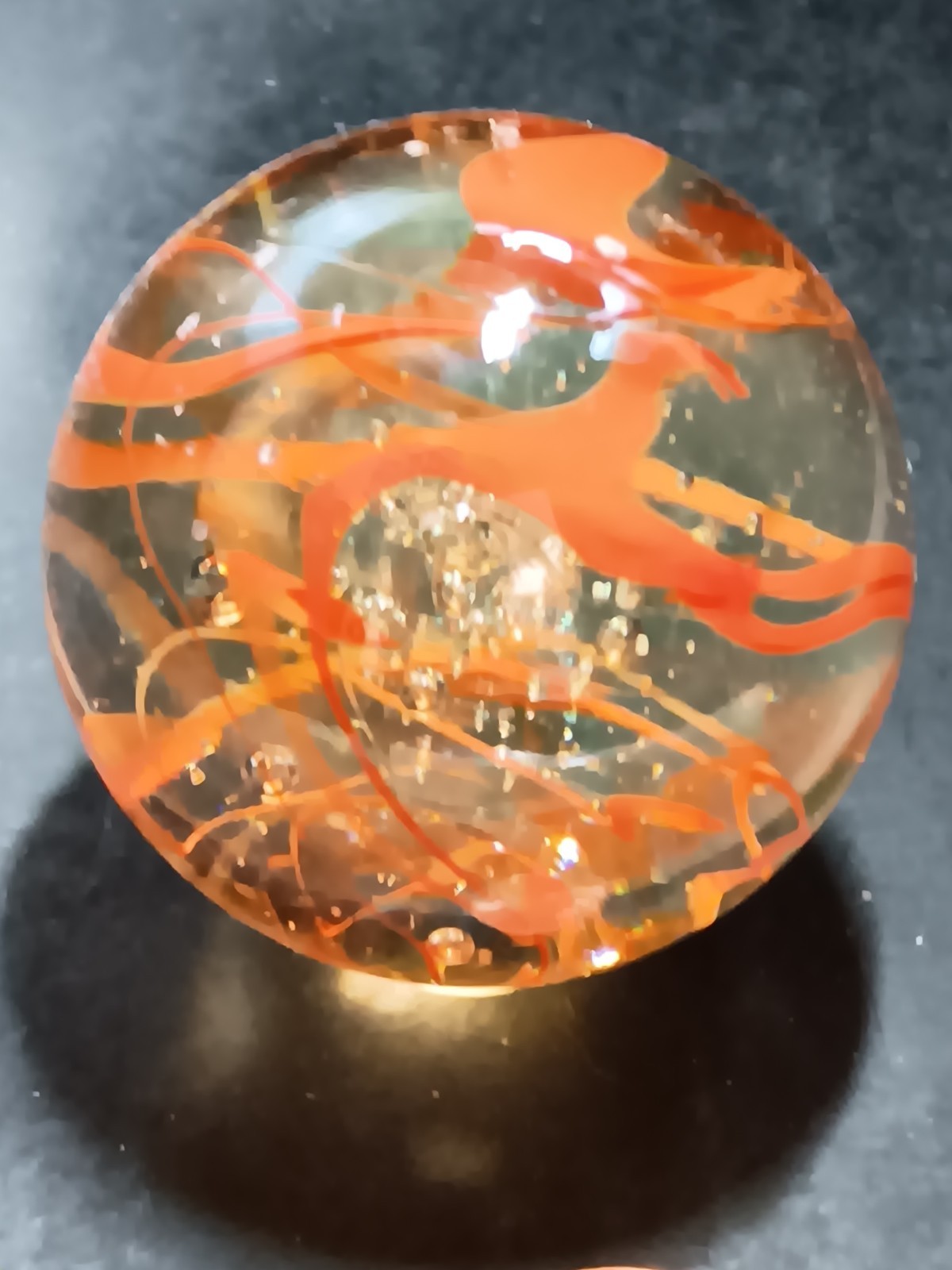 Vacor machine made marble Glass Decorative Orange clear Swirl 50mm