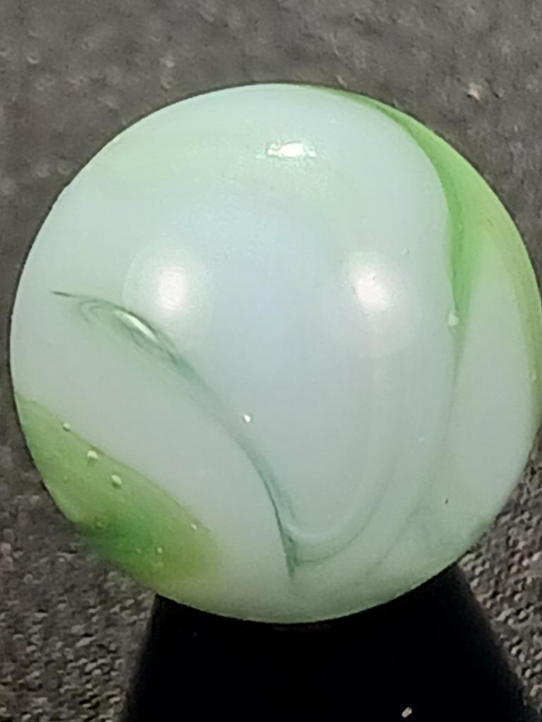 Alley Agate .53″ Forest Greens Lucent White Swirl Near Mint Serious Marble A444