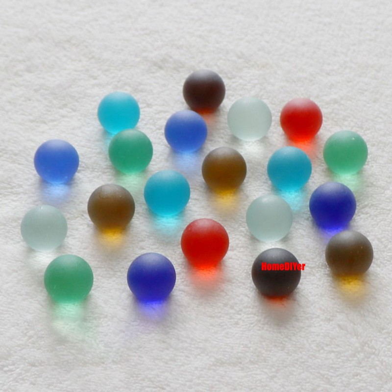 6mm-30mm Frosted Coloured Glass Beads Round Balls Toys Fish Tank Vase Decoration