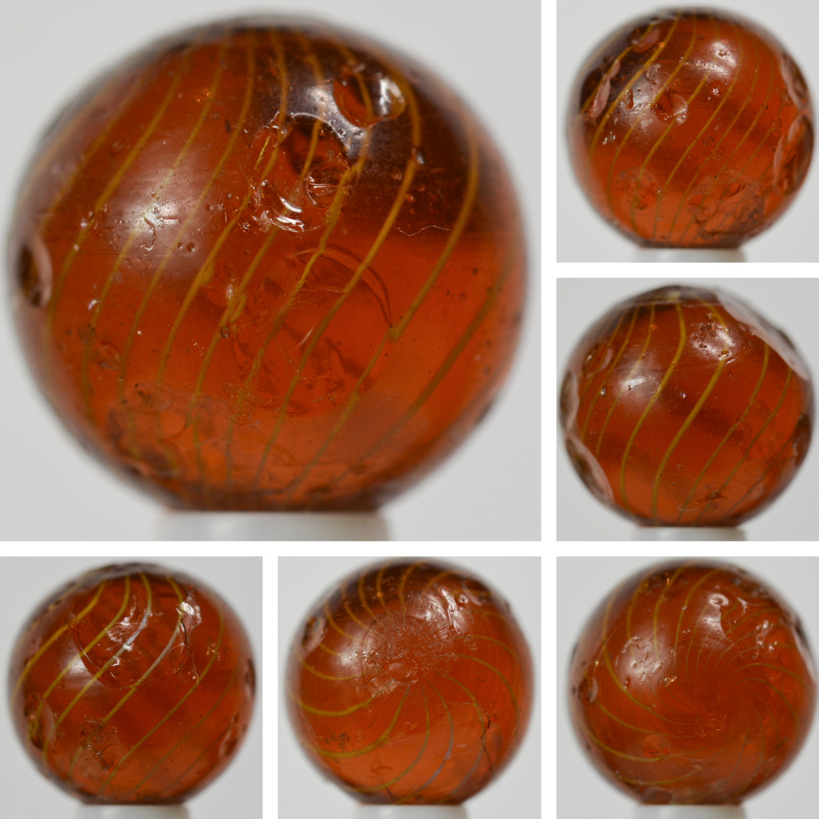 Handmade Gooseberry Marble, Amber Glass, 11/16 in, Good+, Chip, Germany, S1399