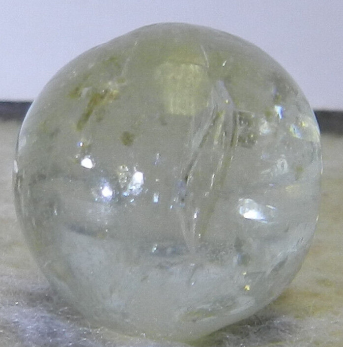 #17798m Vintage German Handmade Clear Glass Mica Marble .70 Inches