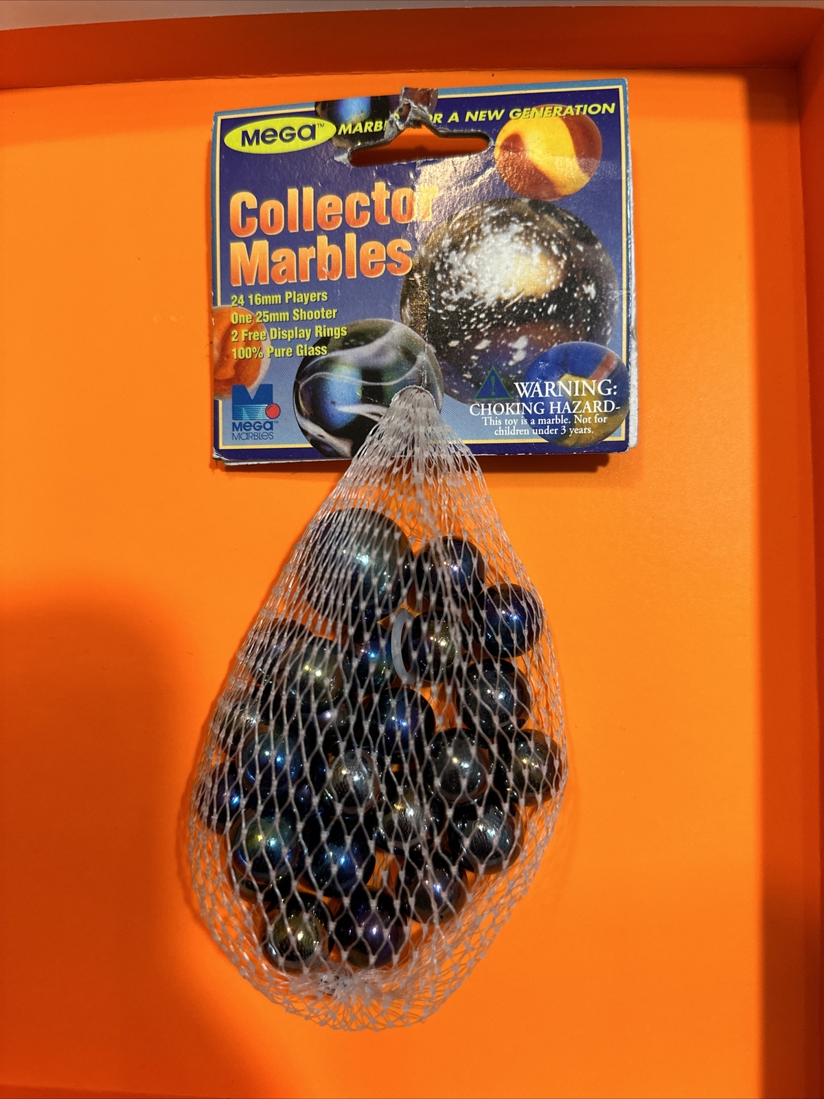Meteors Collector Series Net Bag Glass Mega Marbles Vacor 1 Shooter 24 Players