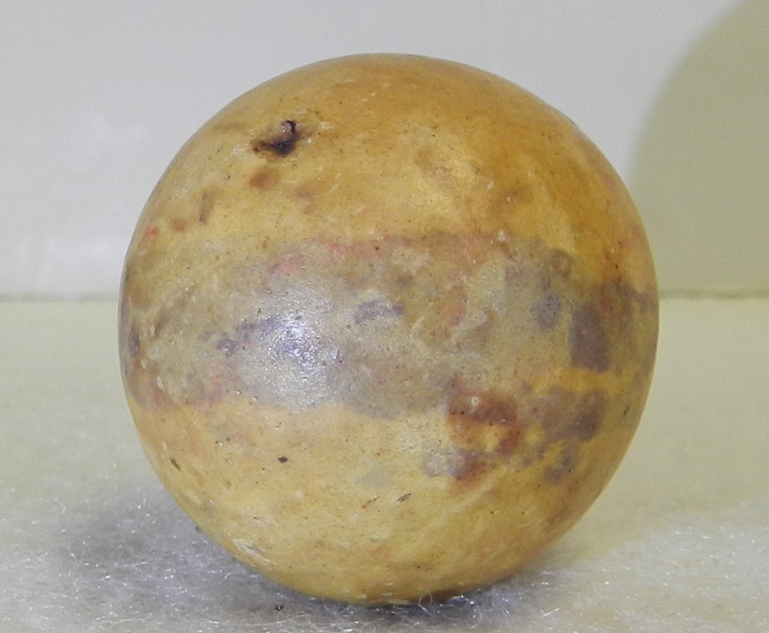 #21041m Vintage Ohio Made Rolled Commie Clay Shooter Marble 1.05 Inches