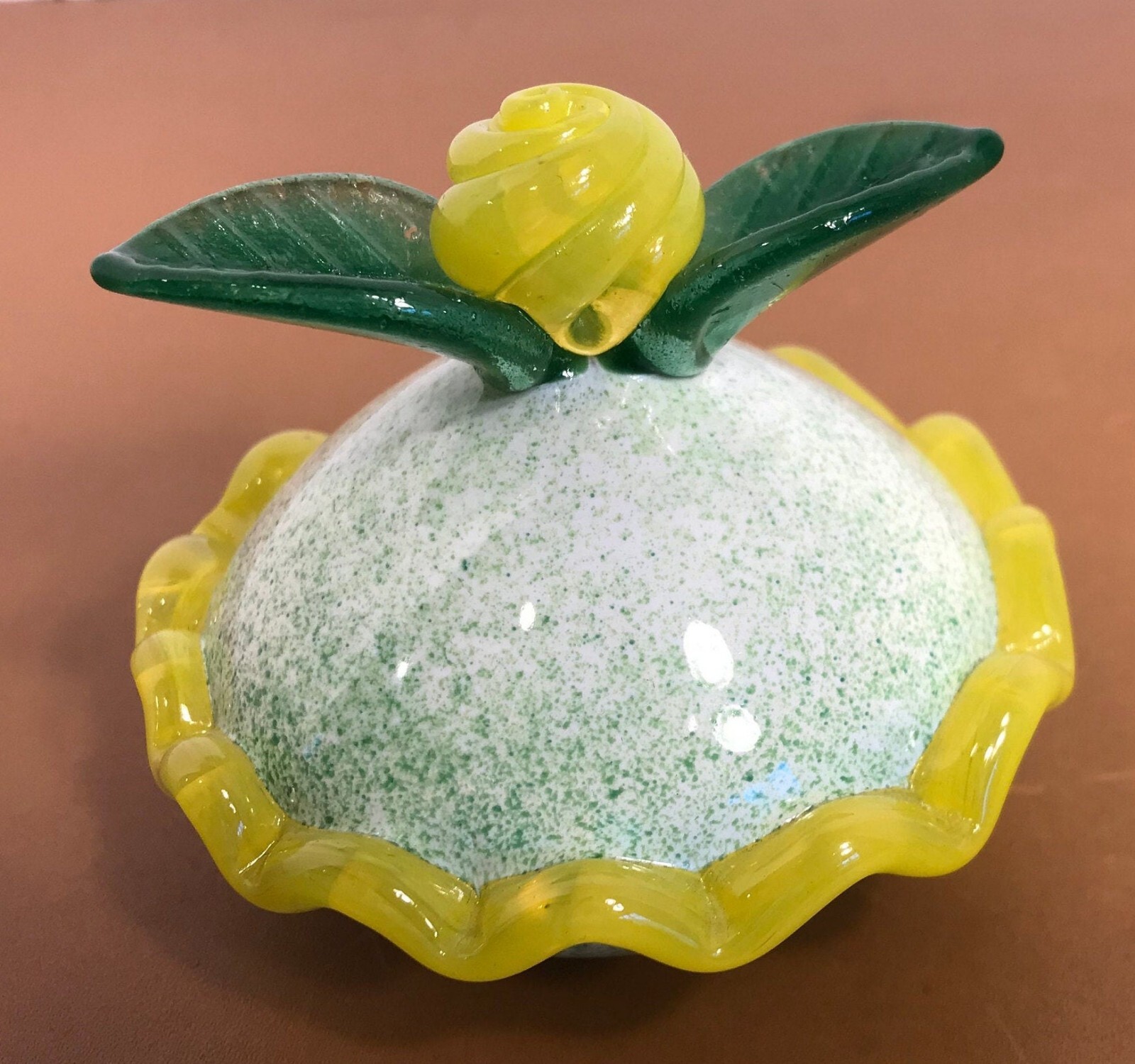 Art Glass Lemon Tart, Handmade Art Glass Fancy Deserts, Glass Petit Four, Signed